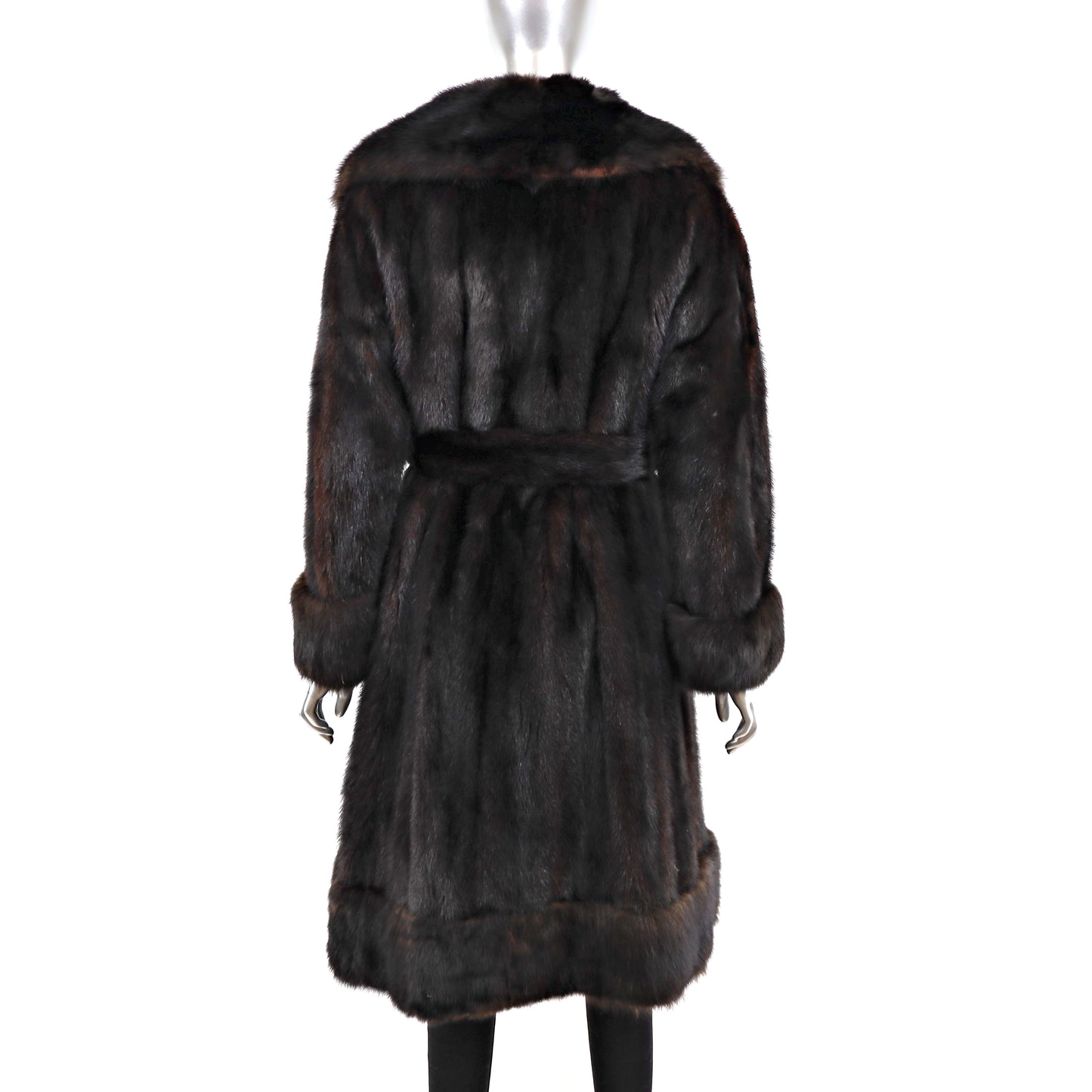 Mahogany Mink Coat with Sable Trim- Size S