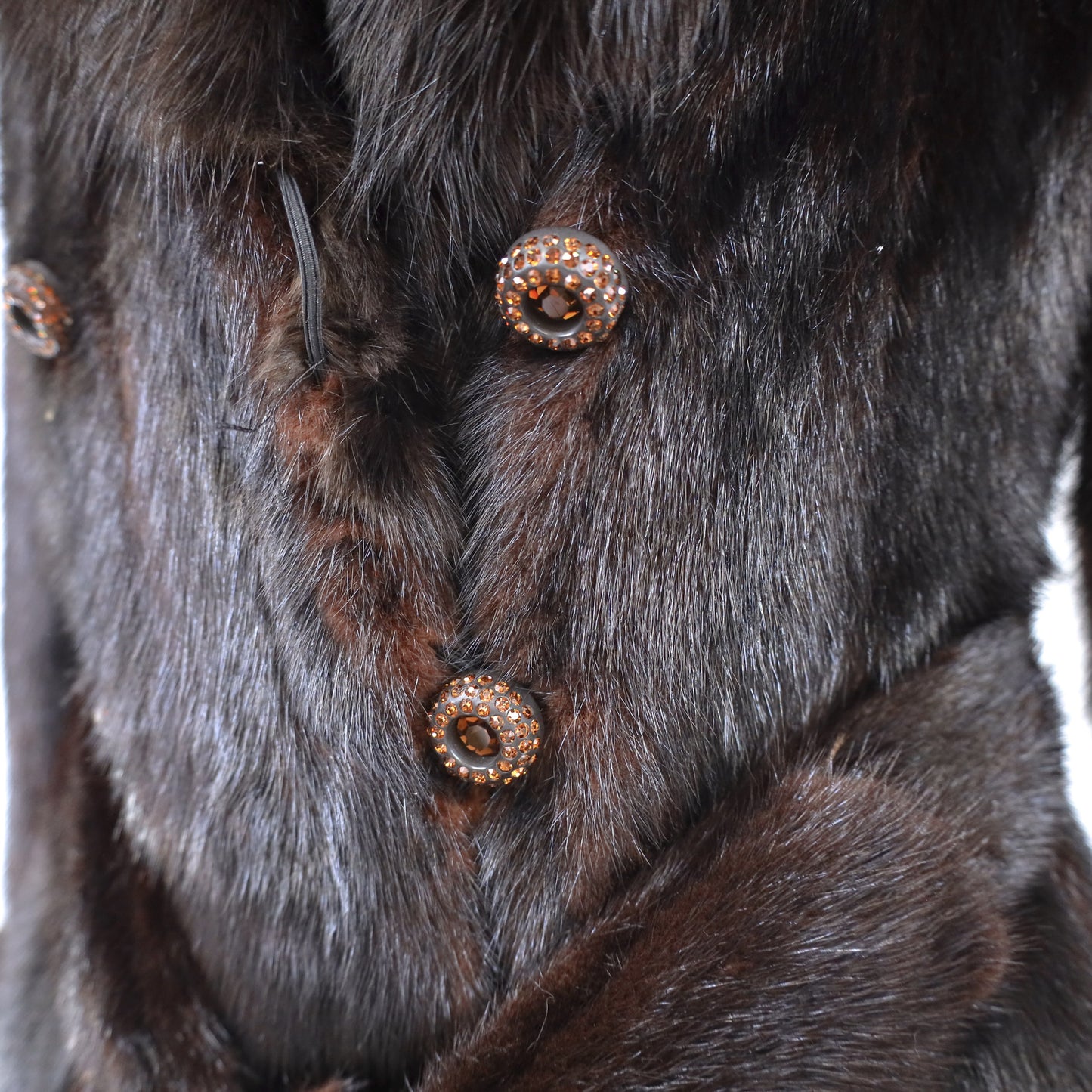 Mahogany Mink Coat with Sable Trim- Size S