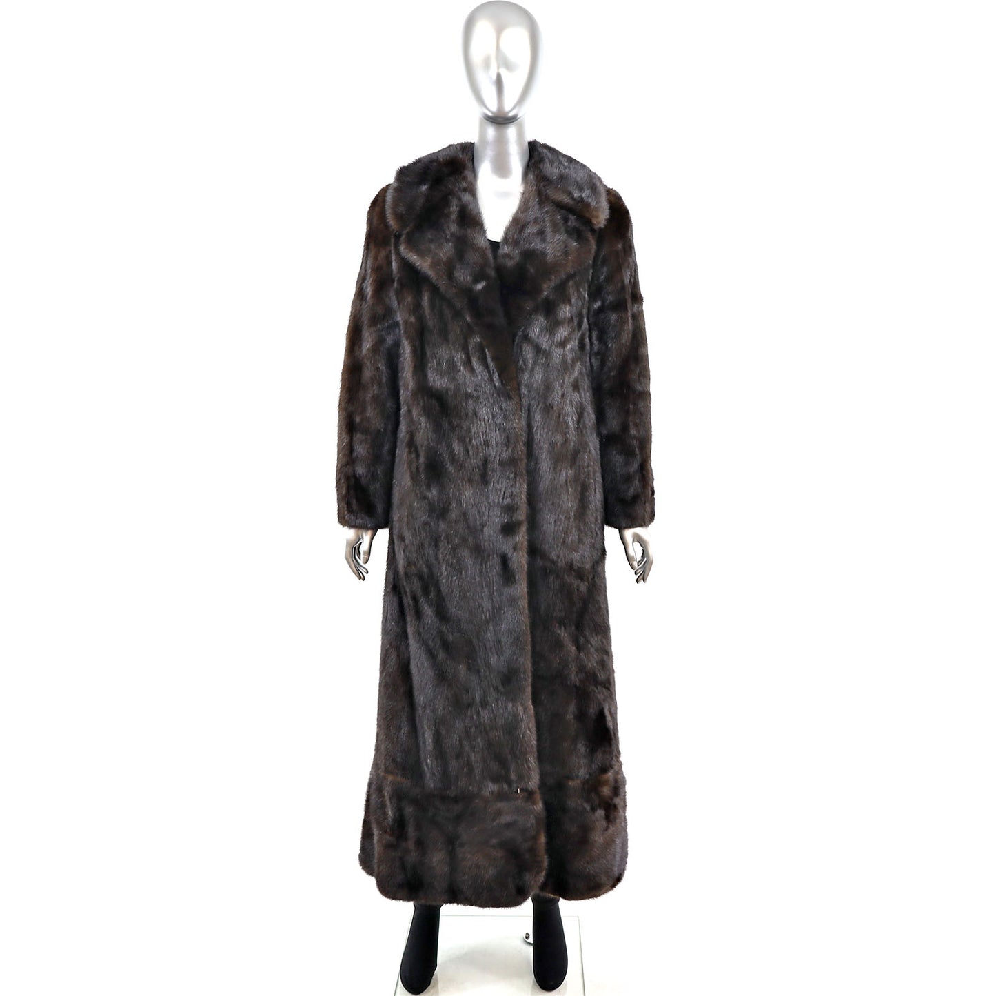 Black Mink Coat with Zip Off Hem- Size S