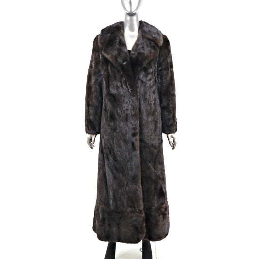 Black Mink Coat with Zip Off Hem- Size S