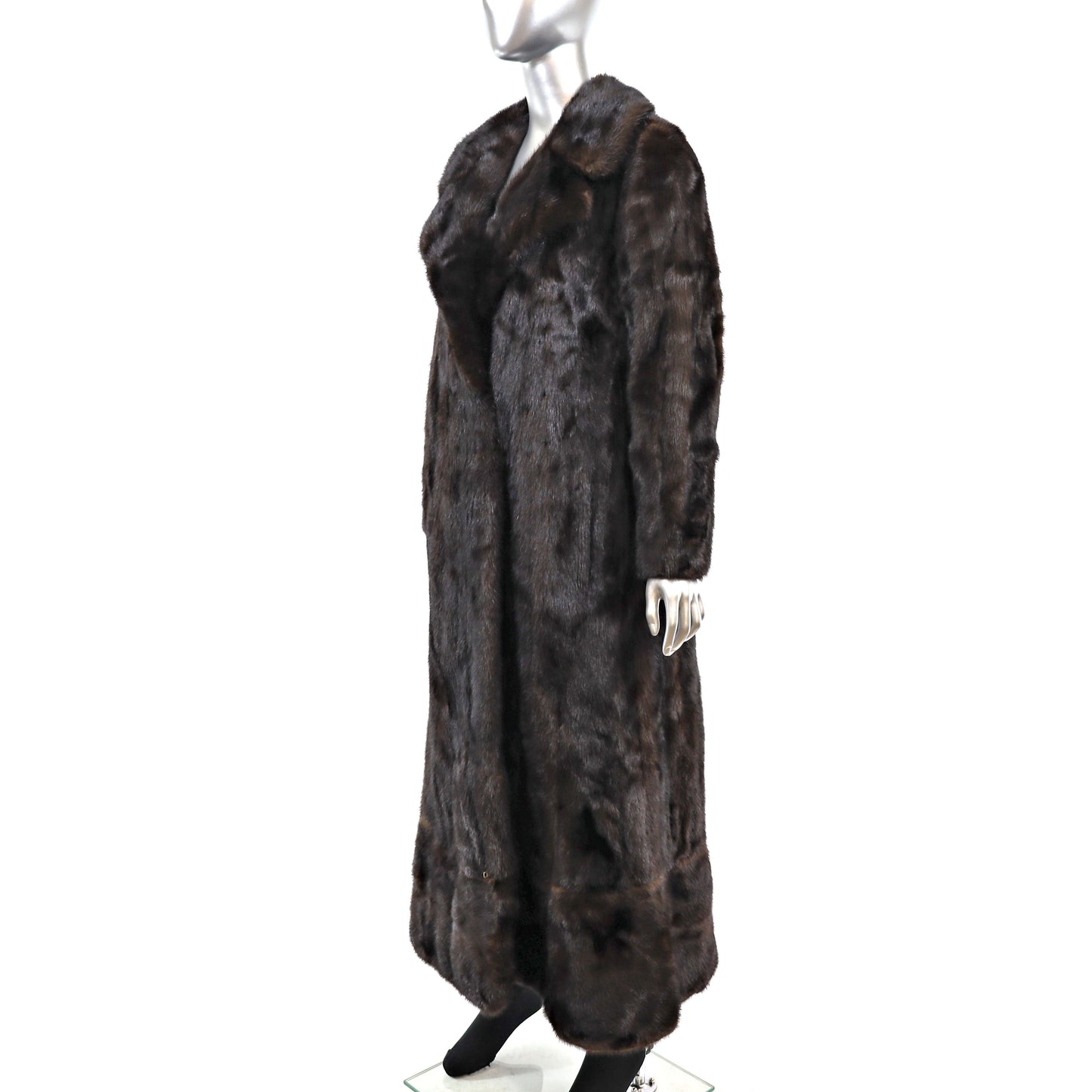 Black Mink Coat with Zip Off Hem- Size S