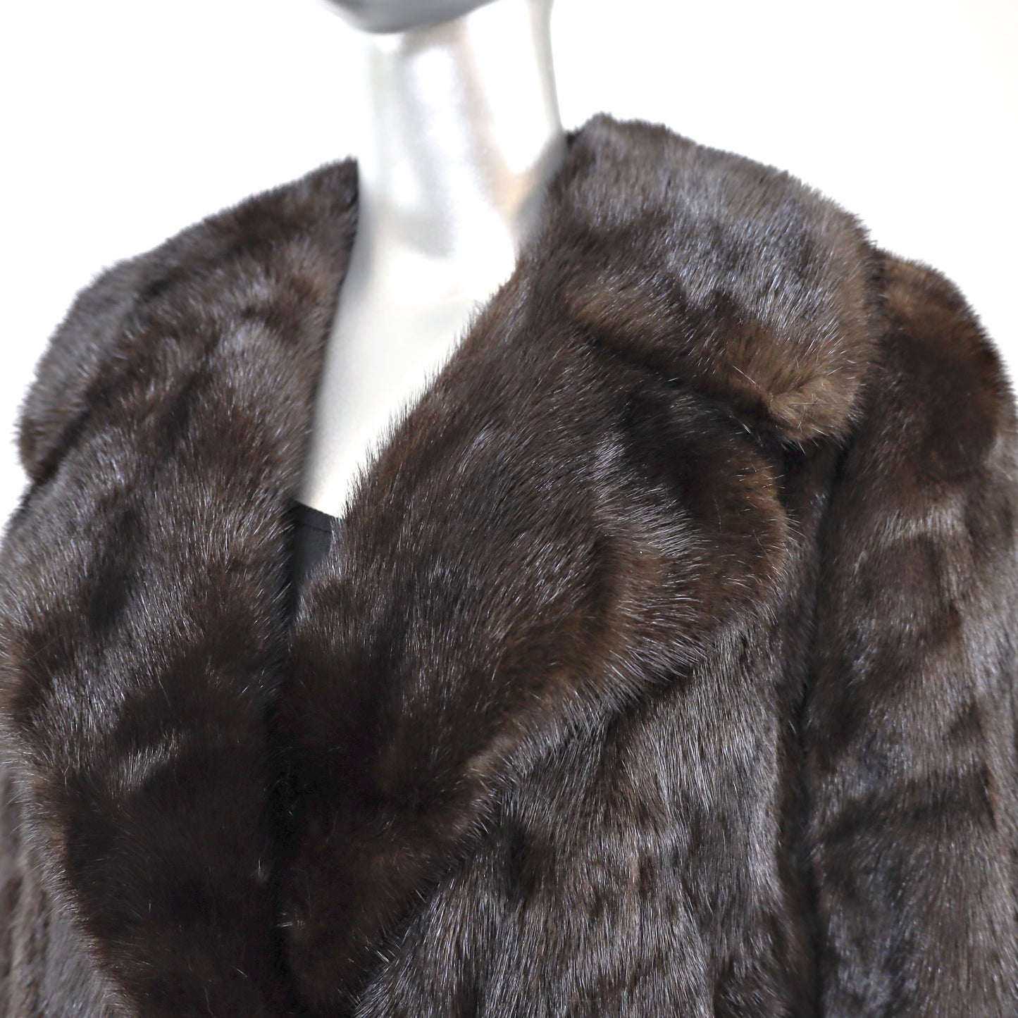 Black Mink Coat with Zip Off Hem- Size S