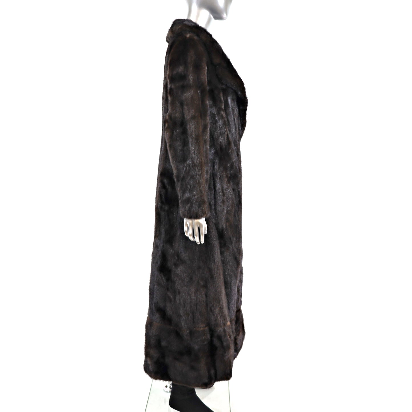 Black Mink Coat with Zip Off Hem- Size S