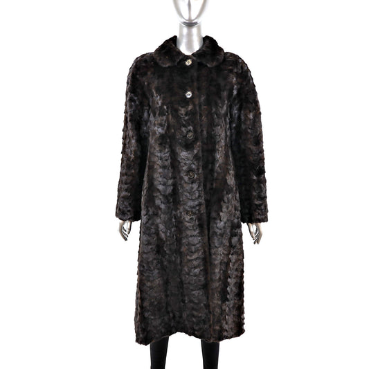 Black Section Mink Coat- Size S