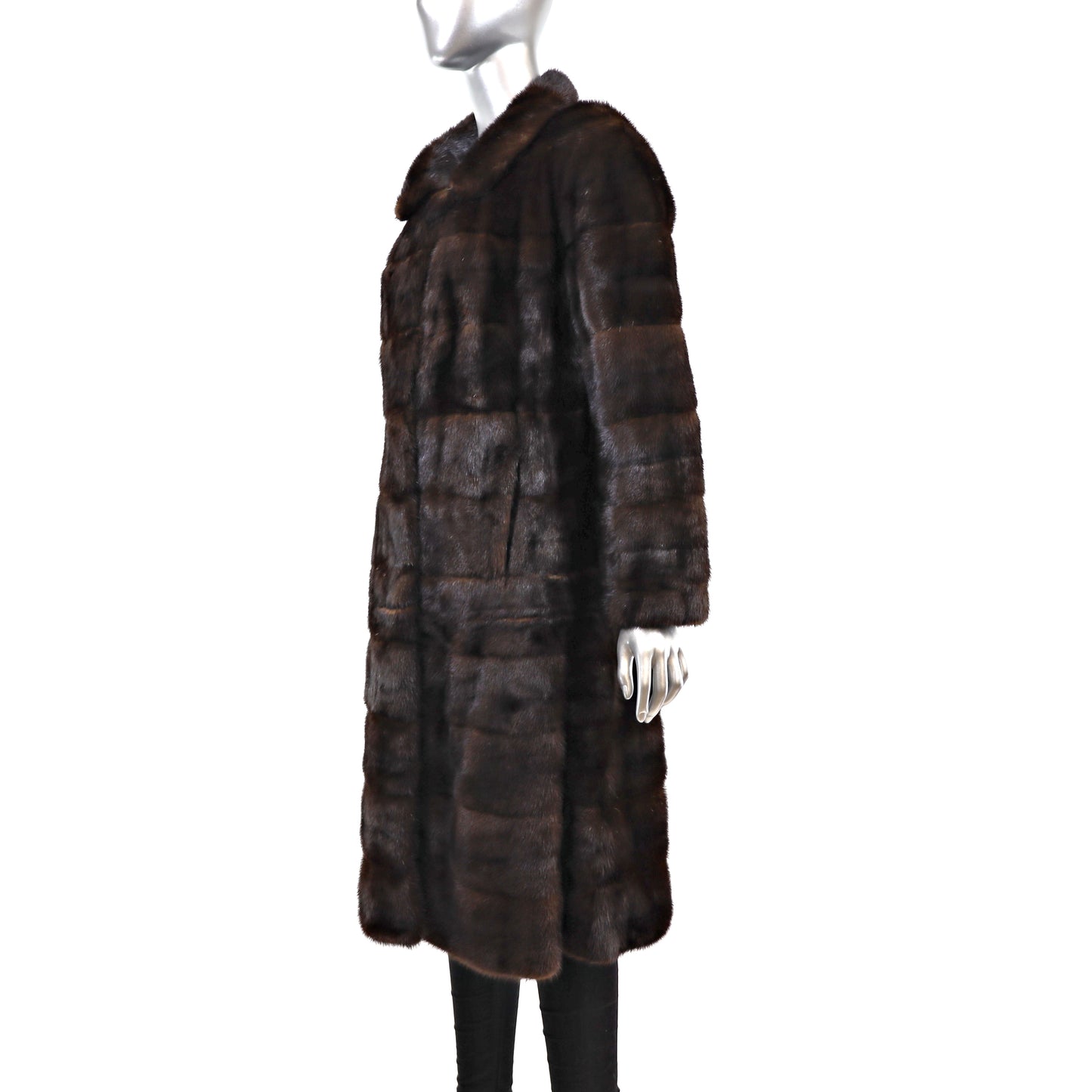 Mahogany Horizontal Zipoff Mink Coat- Size S