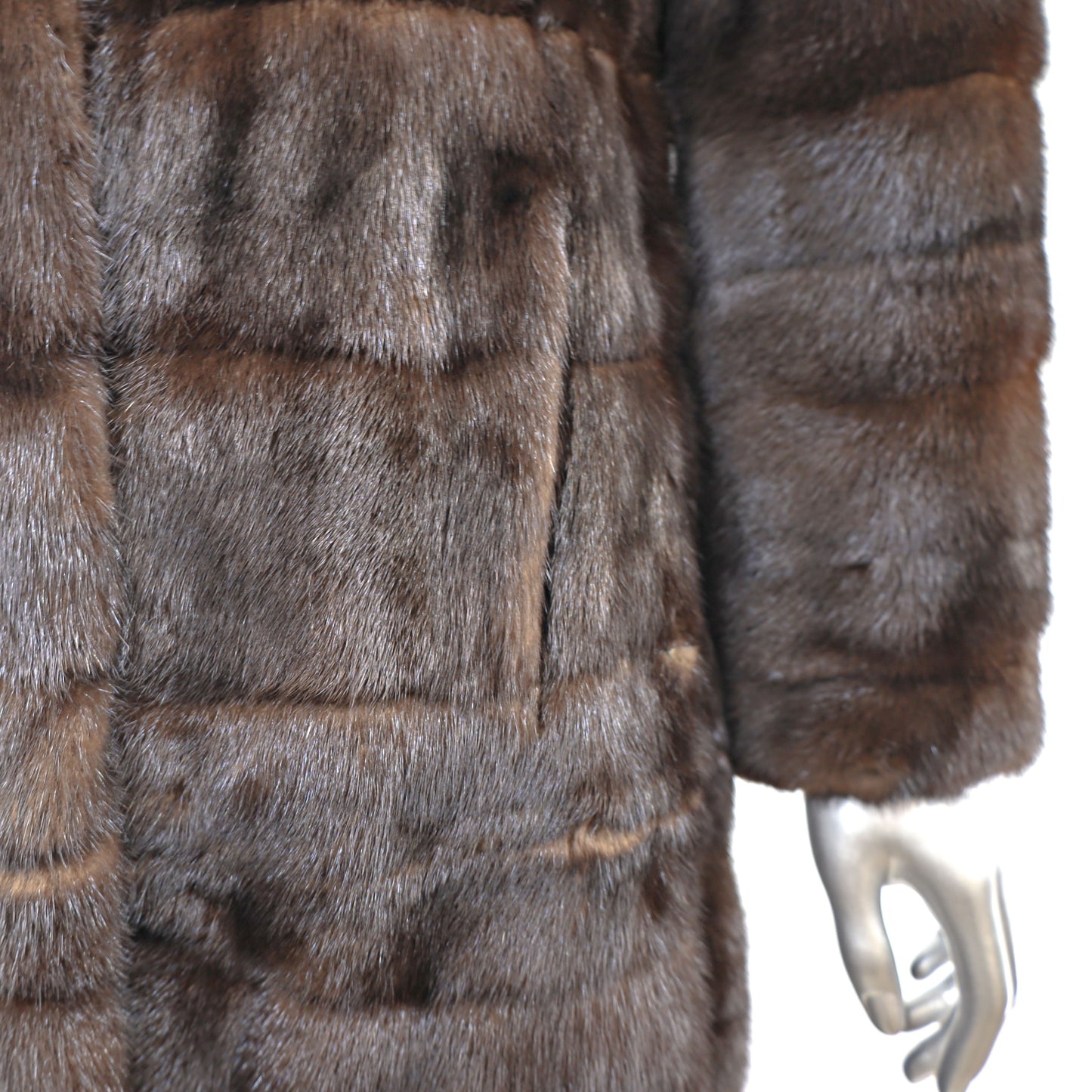 Mahogany Horizontal Zipoff Mink Coat- Size S