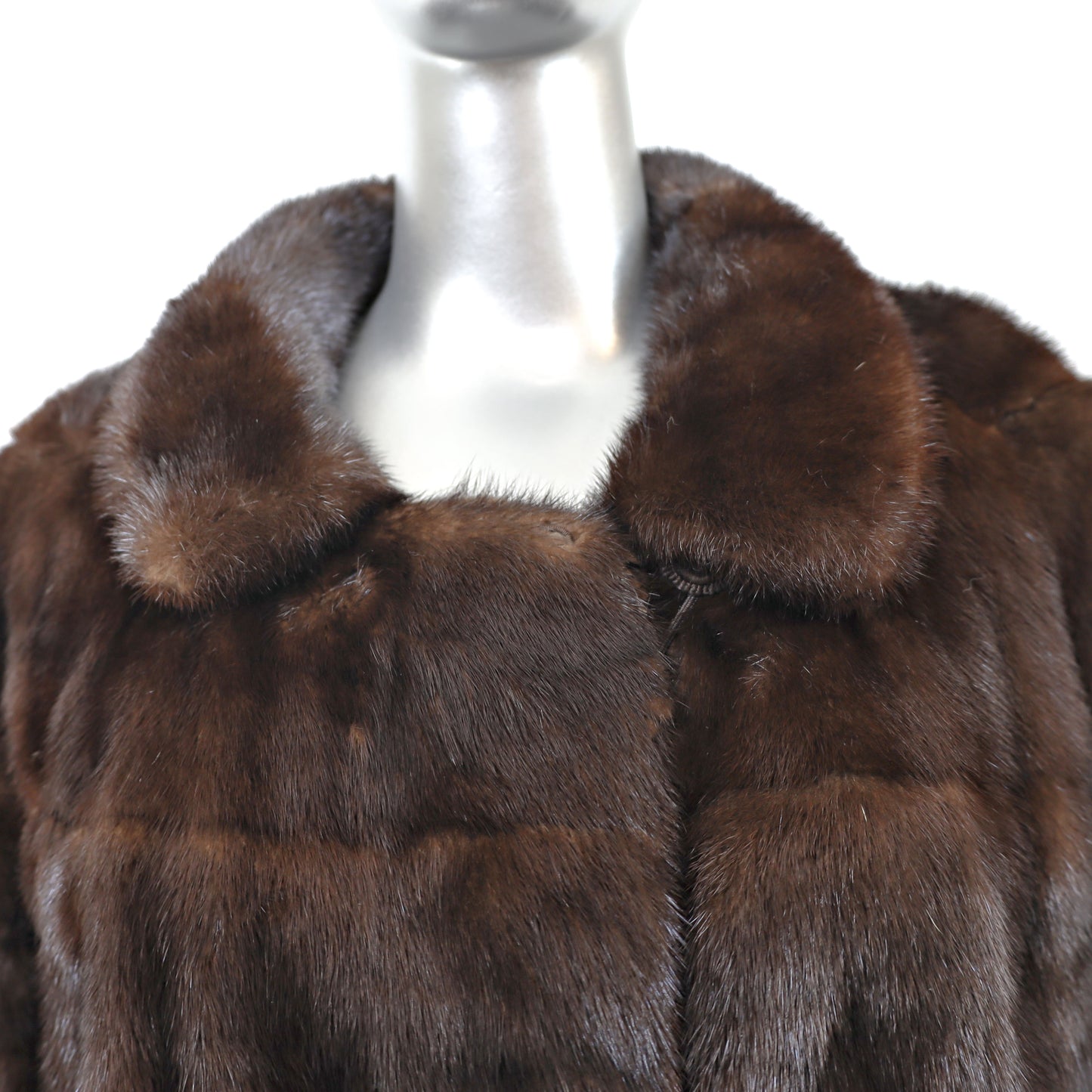 Mahogany Horizontal Zipoff Mink Coat- Size S