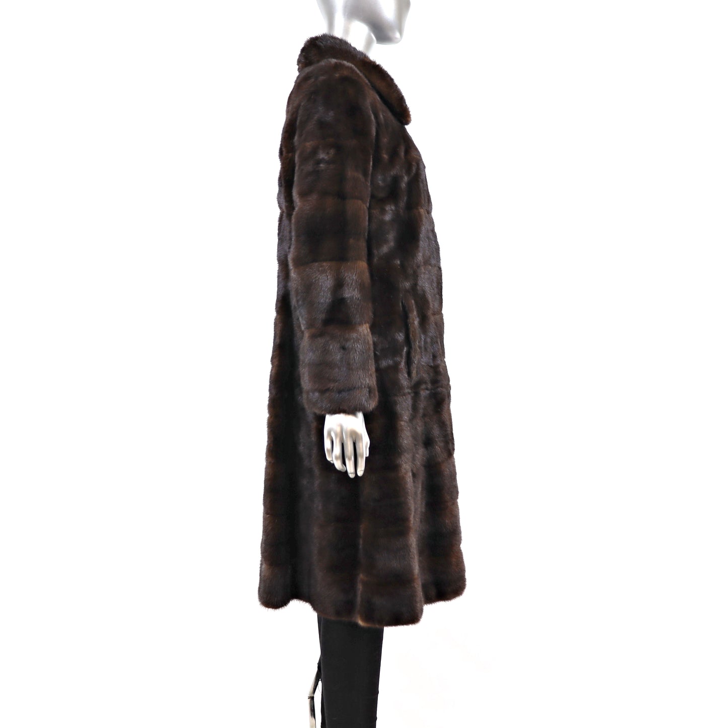 Mahogany Horizontal Zipoff Mink Coat- Size S