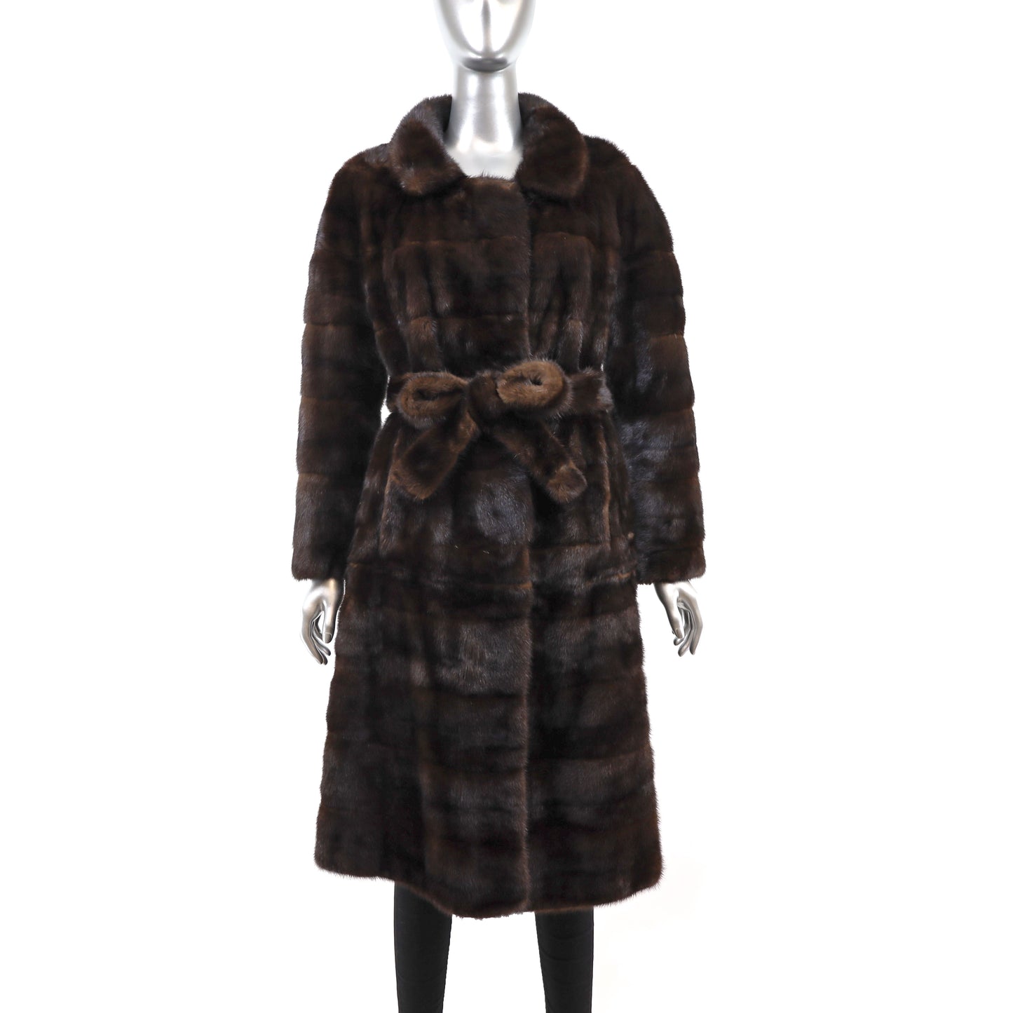 Mahogany Horizontal Zipoff Mink Coat- Size S