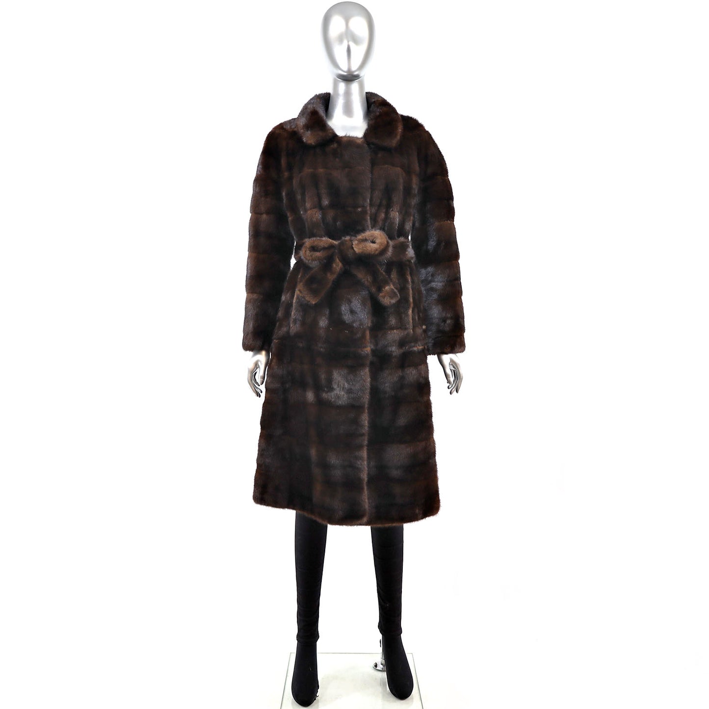 Mahogany Horizontal Zipoff Mink Coat- Size S