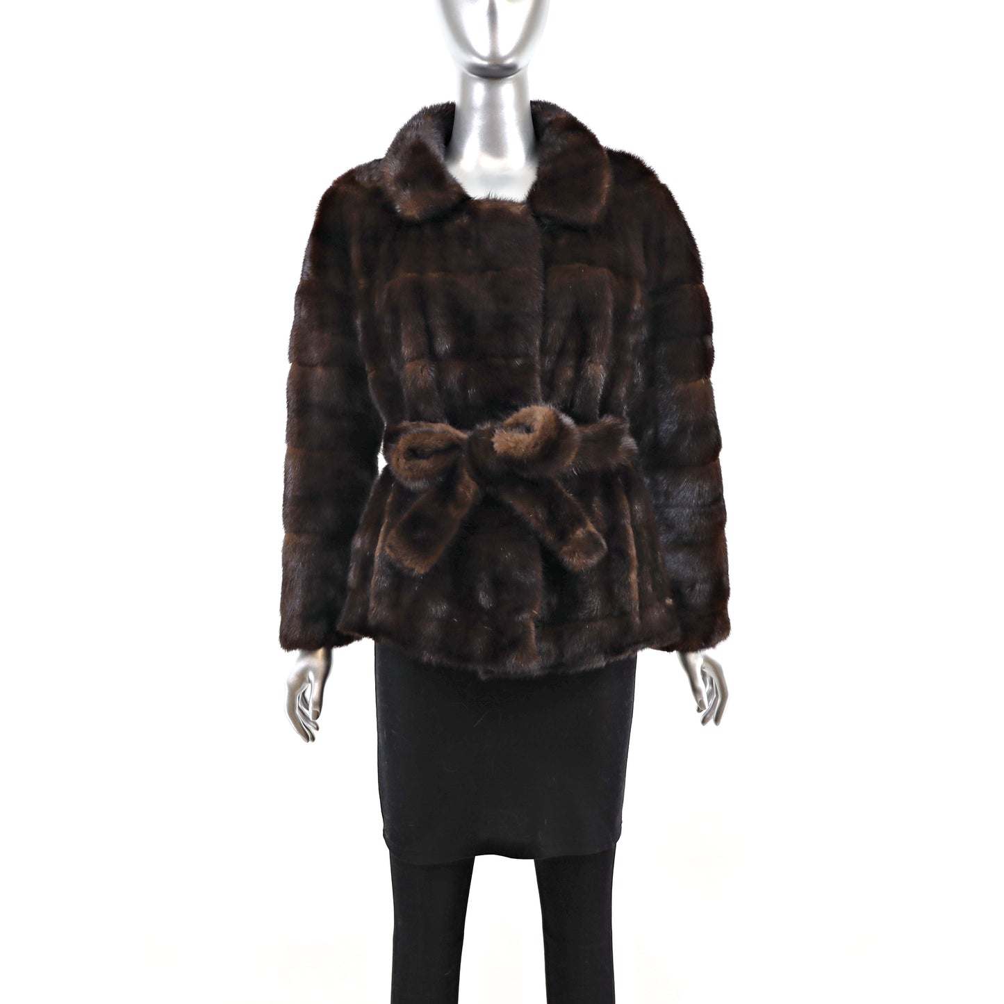 Mahogany Horizontal Zipoff Mink Coat- Size S