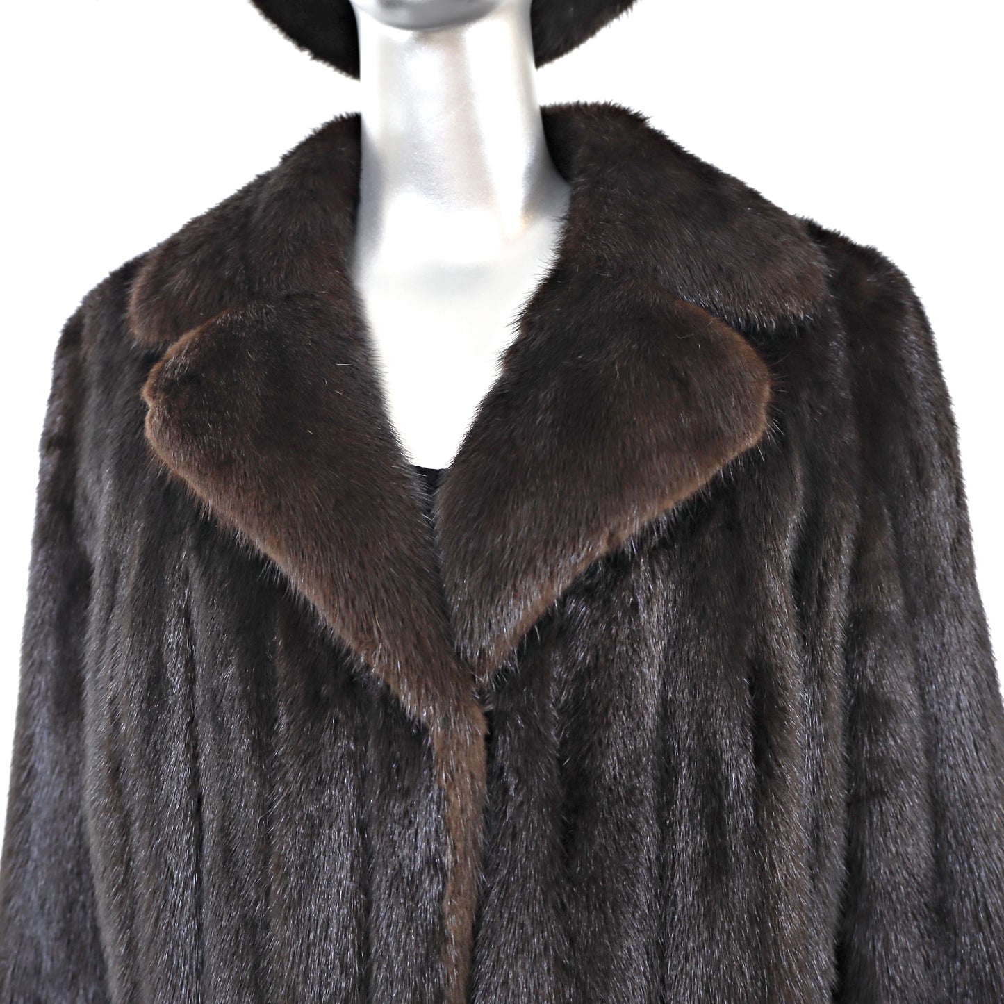 Mahogany Mink Coat with Matching Hat- Size M