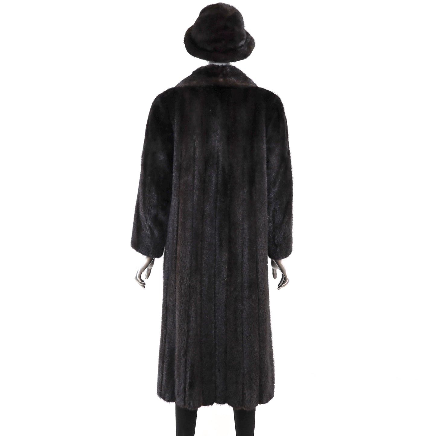 Mahogany Mink Coat with Matching Hat- Size M