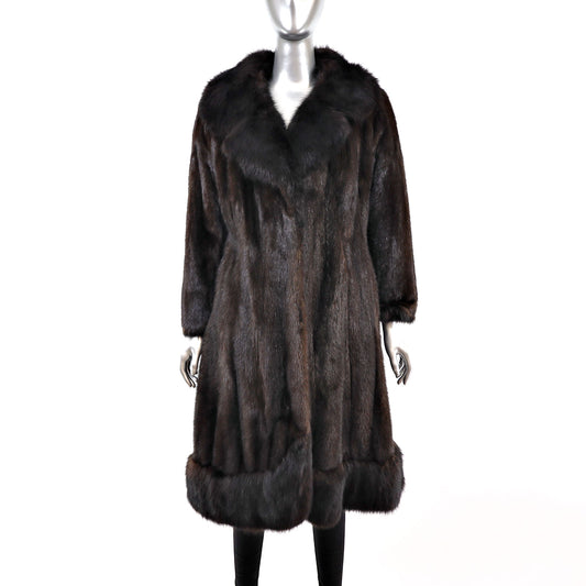 Mahogany Mink Coat with Fox Trim- Size S