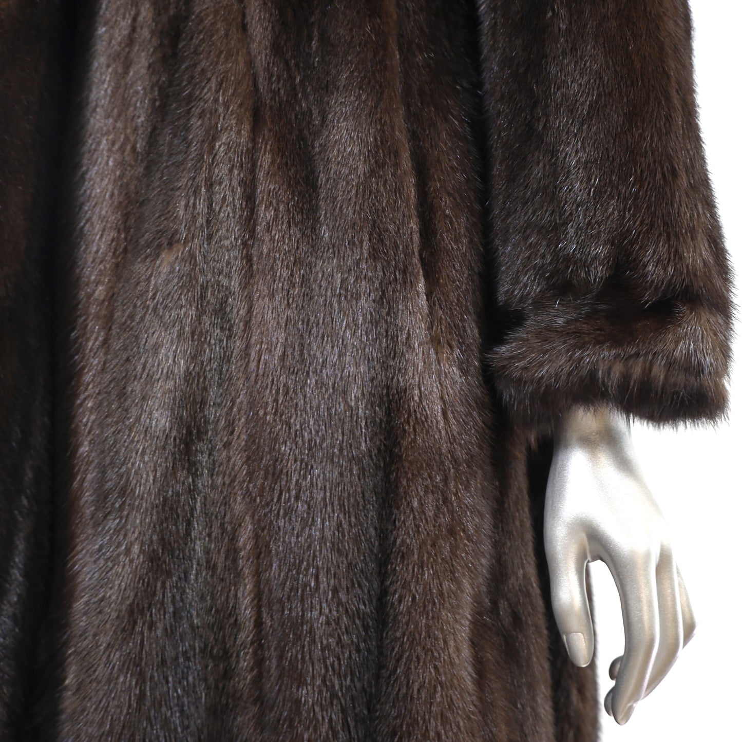 Mahogany Mink Coat with Fox Trim- Size S