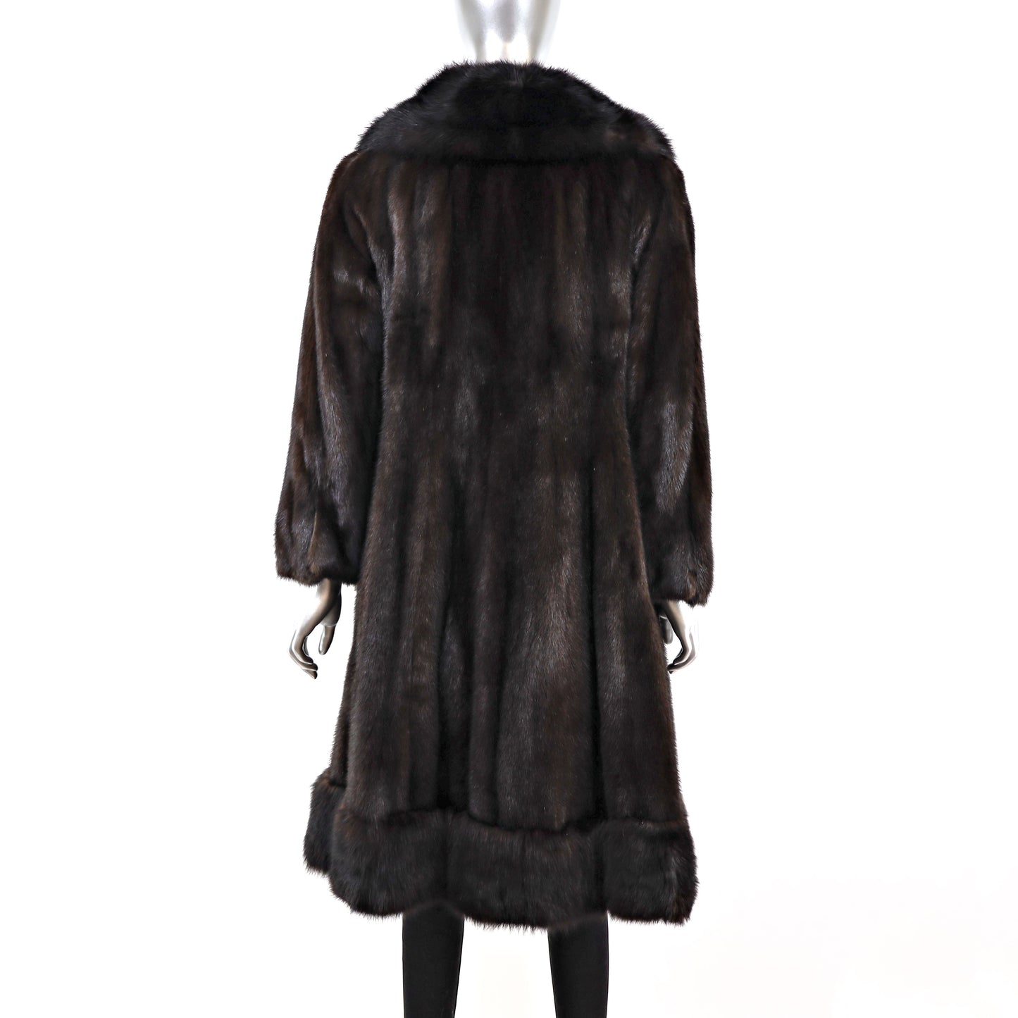 Mahogany Mink Coat with Fox Trim- Size S