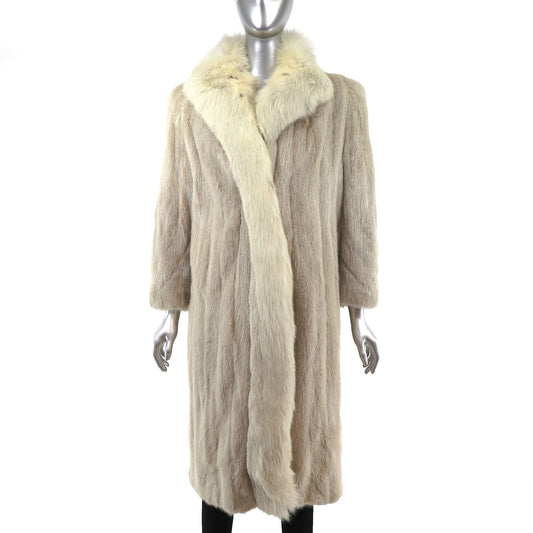 Tourmaline Mink Coat with Fox Tuxedo- Size S