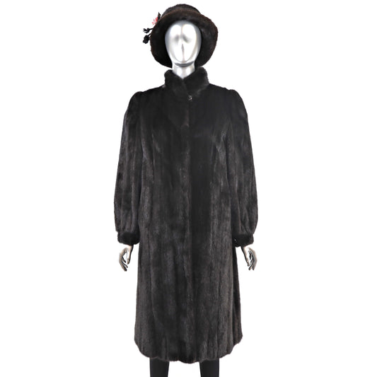 Mahogany Mink Coat with Matching Hat- Size S