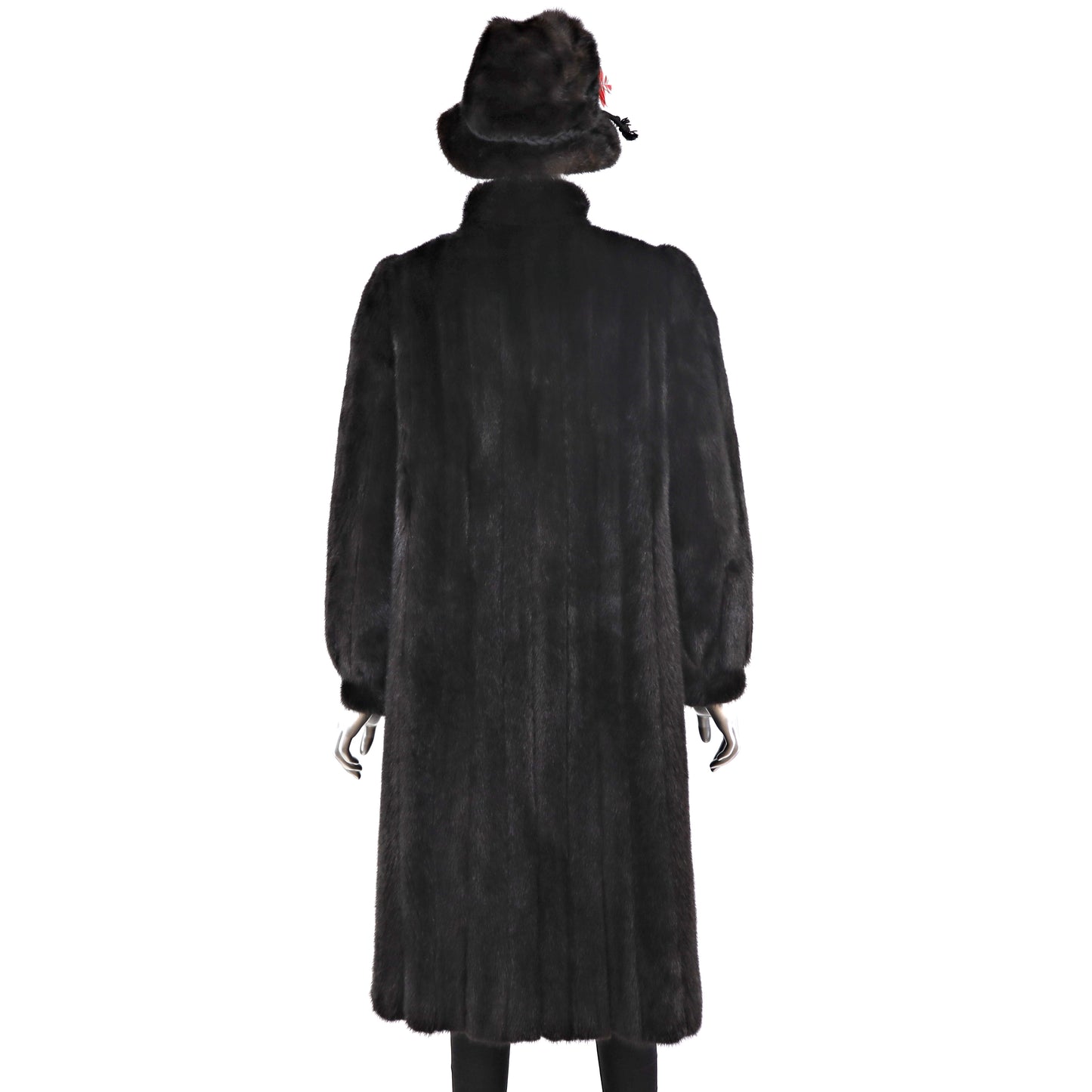 Mahogany Mink Coat with Matching Hat- Size S