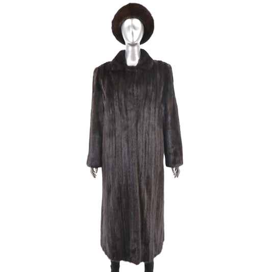 Mahogany Mink Coat with Matching Hat- Size XL