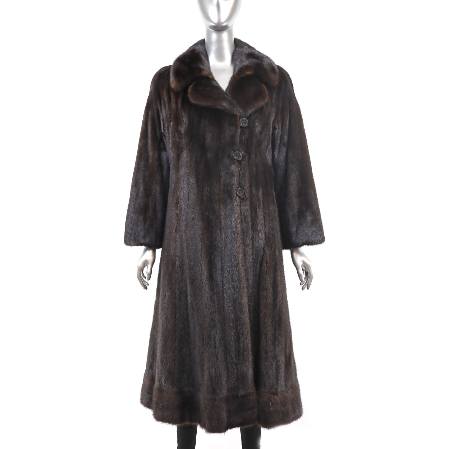 Mahogany Mink Coat with Separate Hood- Size S-M