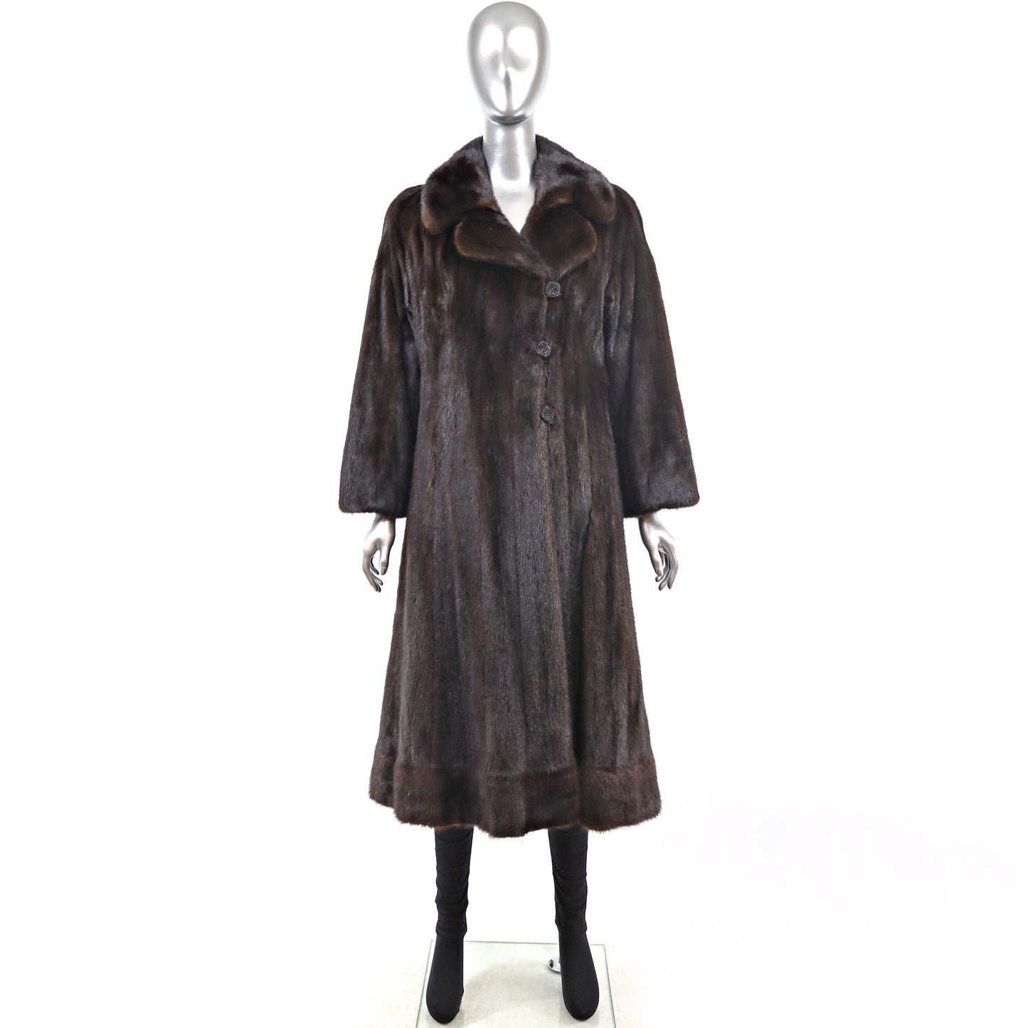 Mahogany Mink Coat with Separate Hood- Size S-M