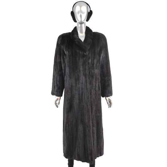 Ranch Mink Coat with Matching Earmuffs- Size L