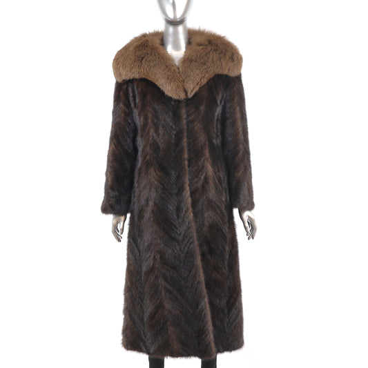 Section Mink Coat with Fox Collar- Size S