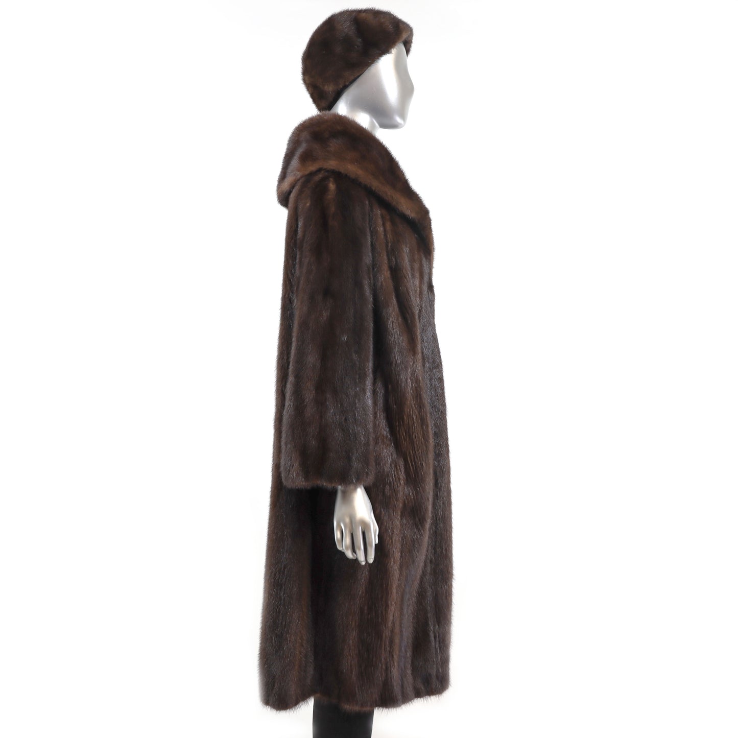 Mahogany Mink Coat with Matching Hat- Size XXXL