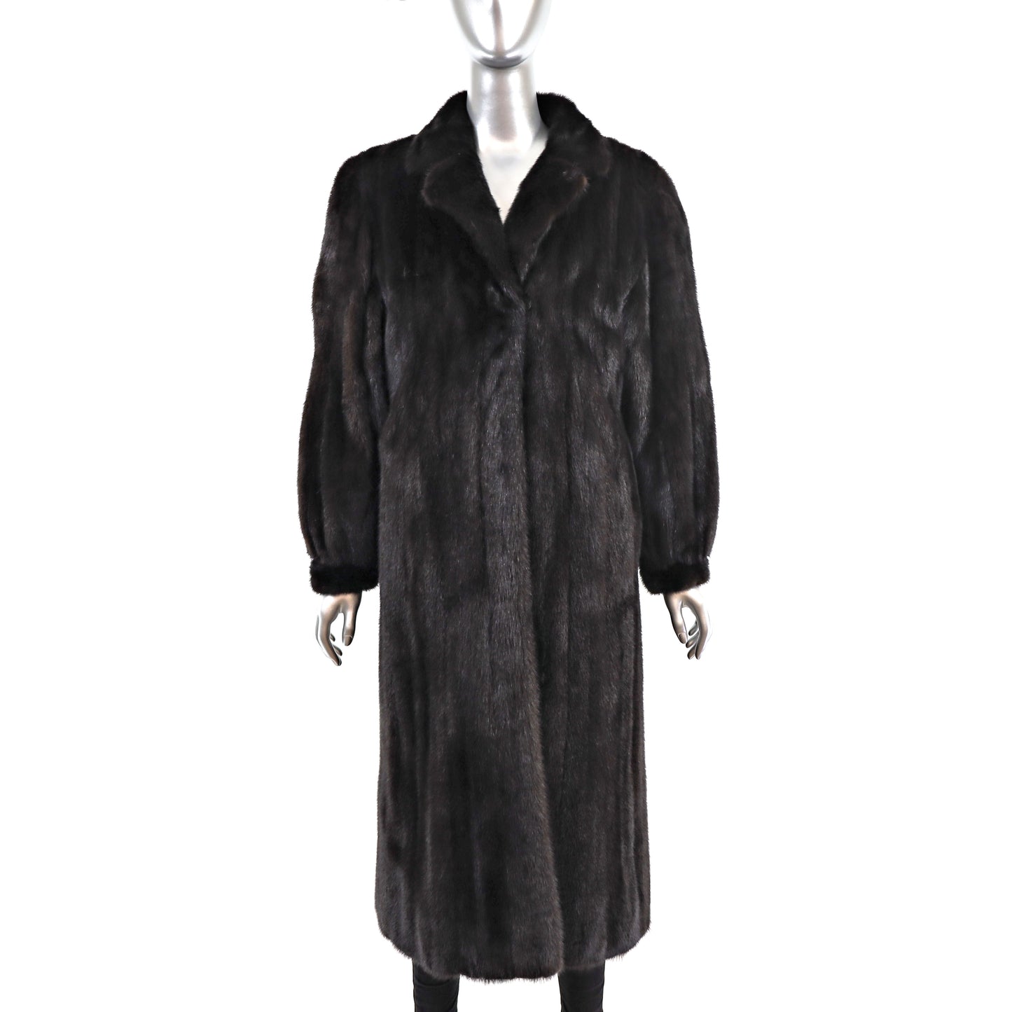 Revillon Black Mink Coat Reversible to Taffeta- Size M