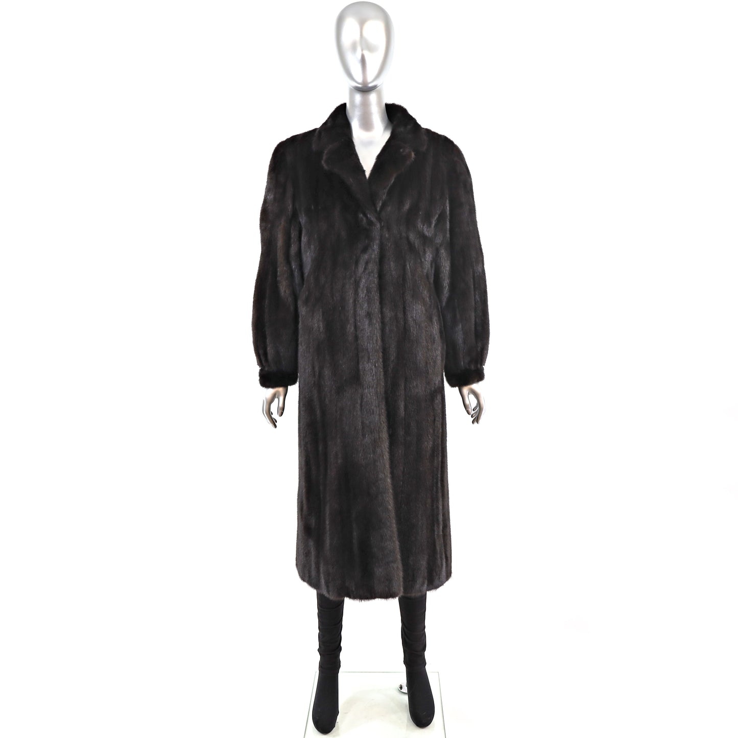 Revillon Black Mink Coat Reversible to Taffeta- Size M