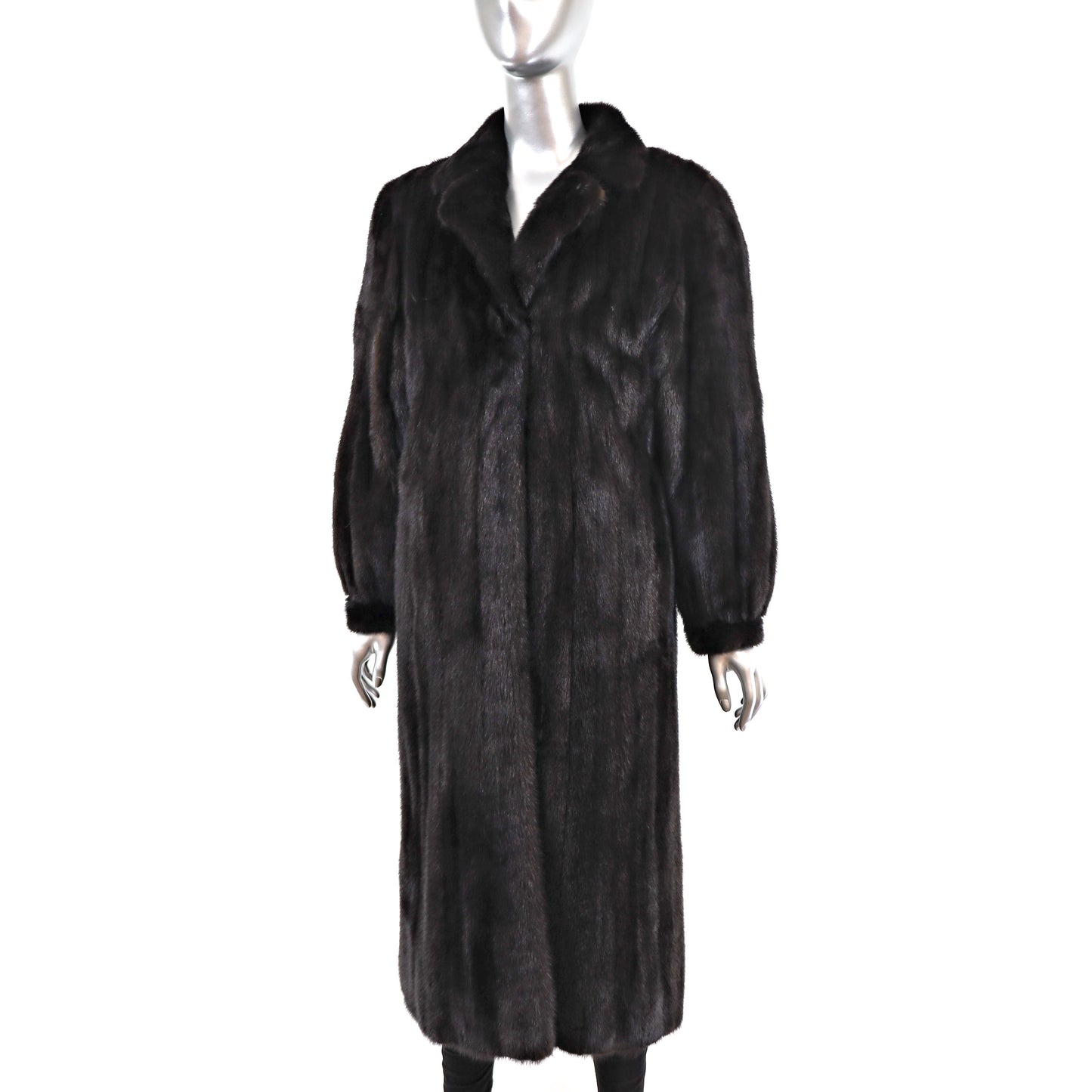 Revillon Black Mink Coat Reversible to Taffeta- Size M