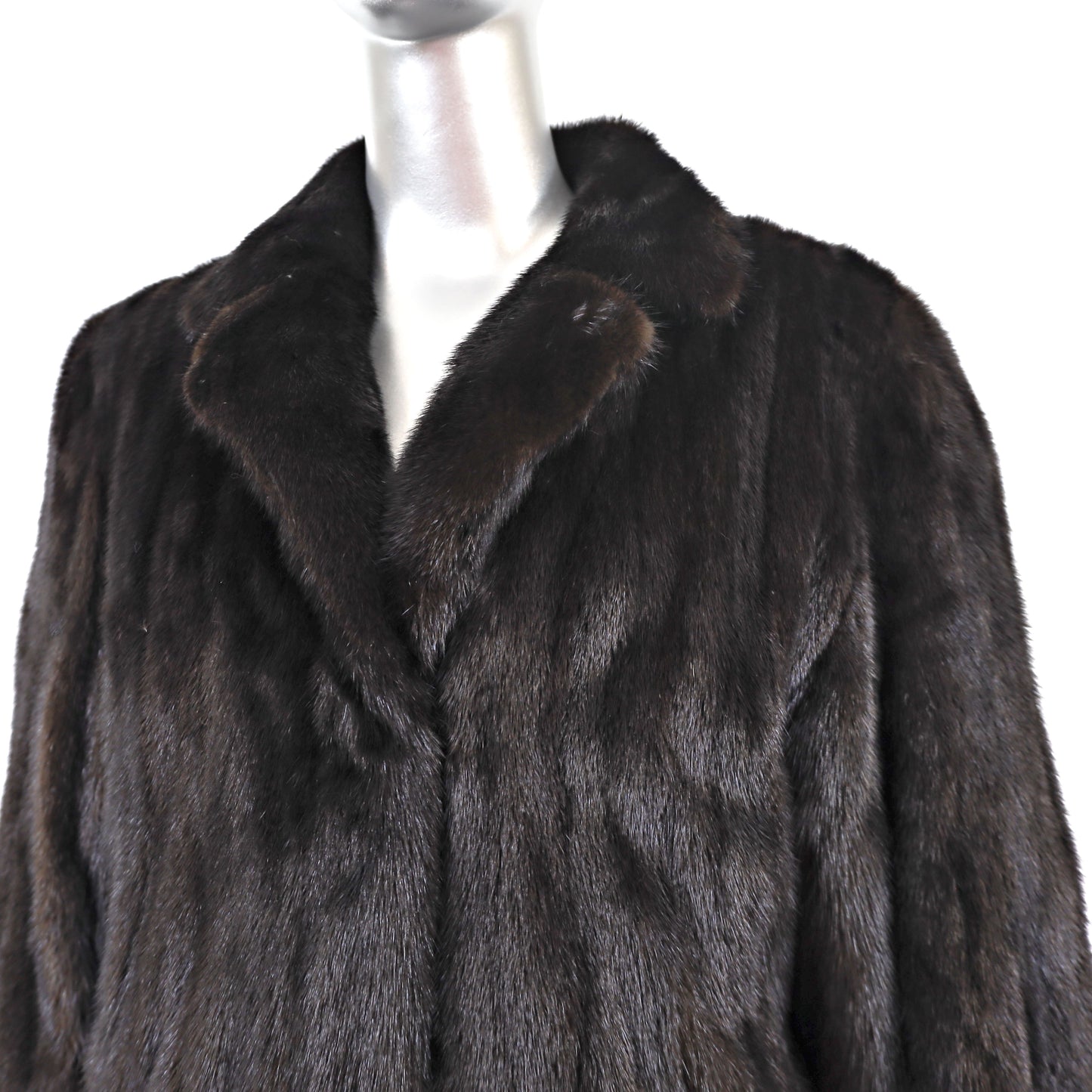 Revillon Black Mink Coat Reversible to Taffeta- Size M