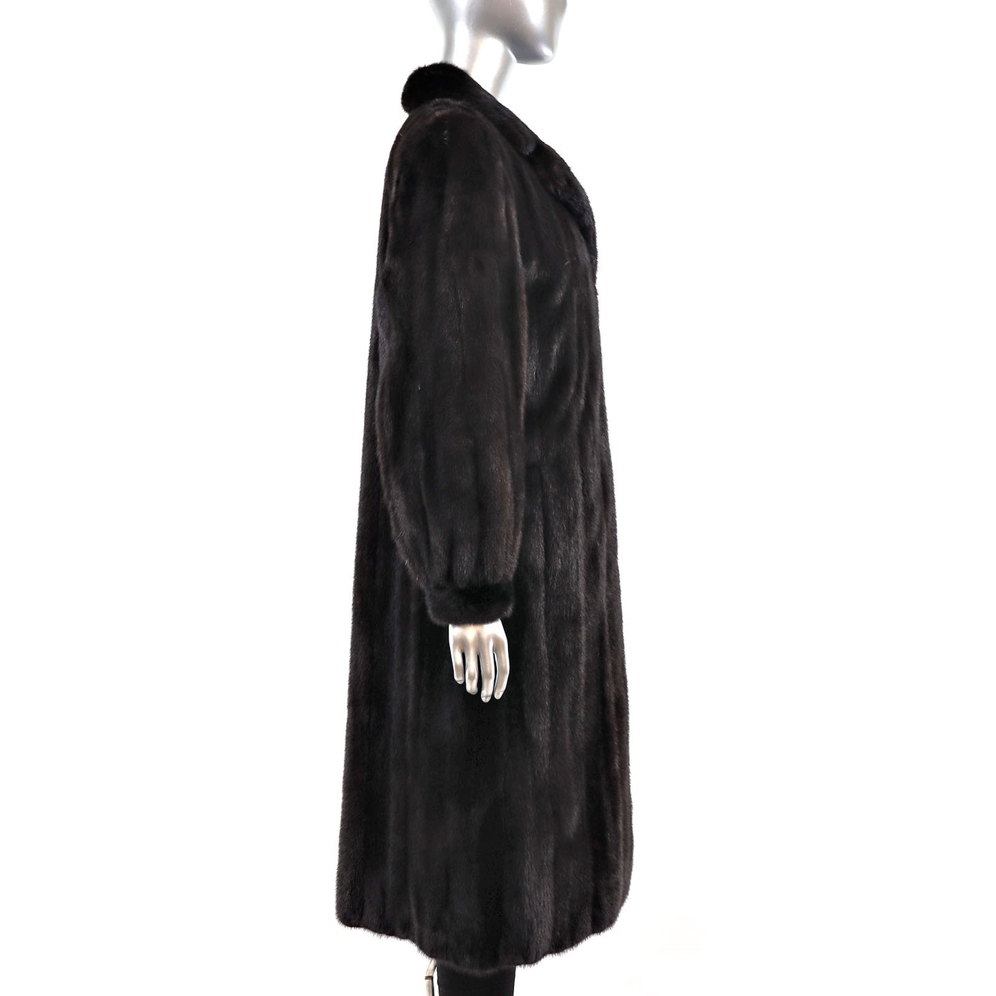 Revillon Black Mink Coat Reversible to Taffeta- Size M