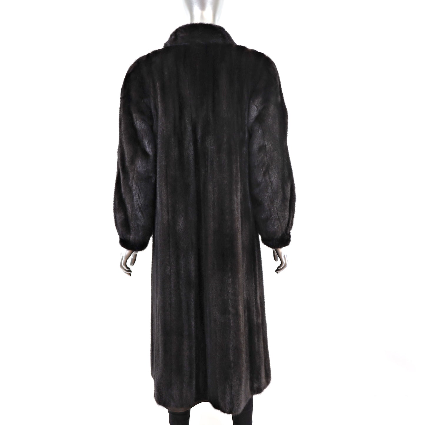 Revillon Black Mink Coat Reversible to Taffeta- Size M