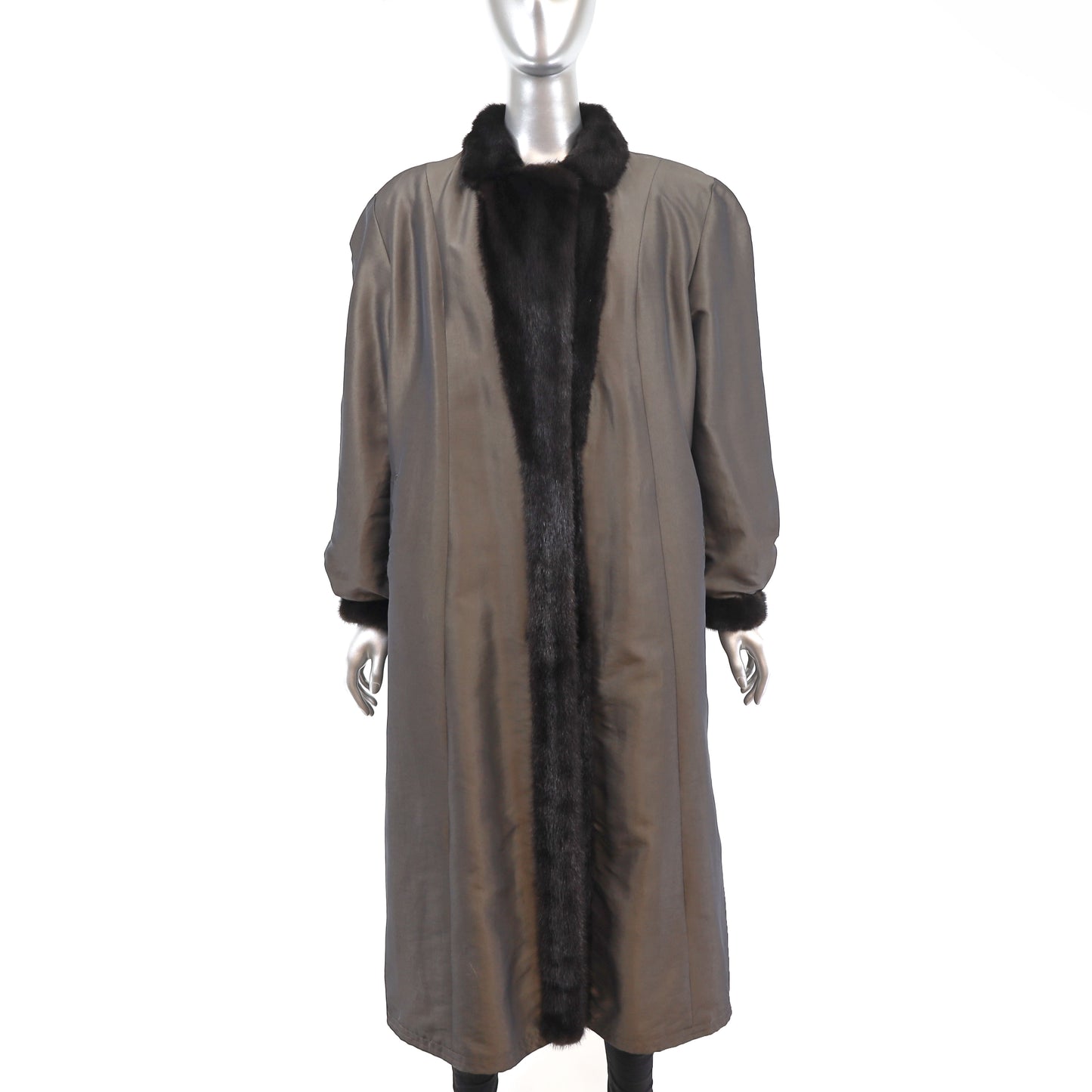 Revillon Black Mink Coat Reversible to Taffeta- Size M