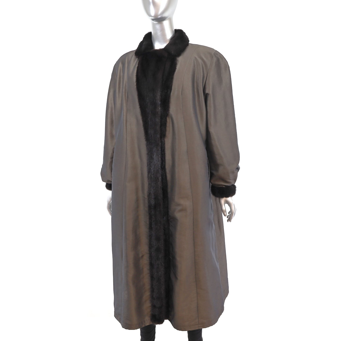 Revillon Black Mink Coat Reversible to Taffeta- Size M