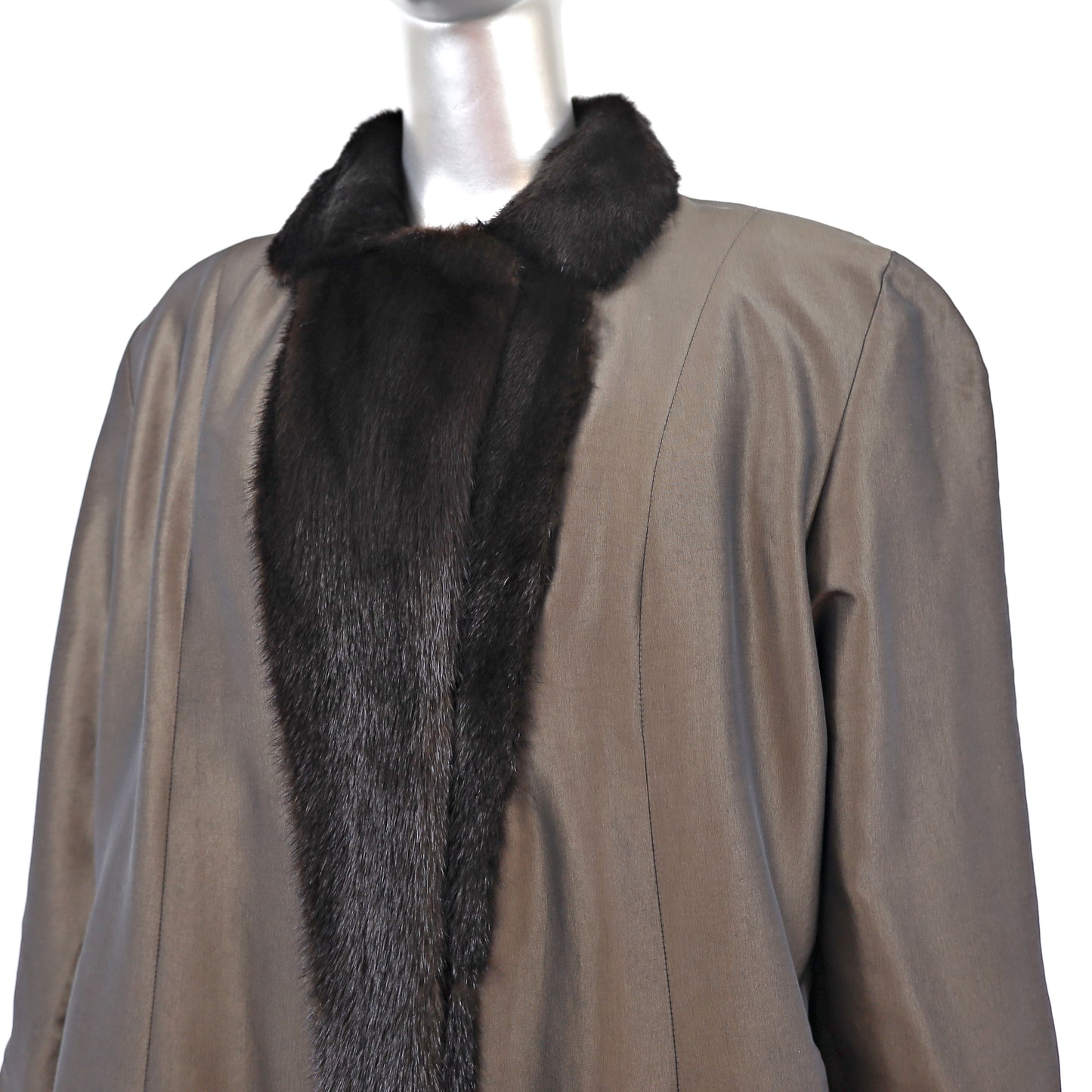 Revillon Black Mink Coat Reversible to Taffeta- Size M