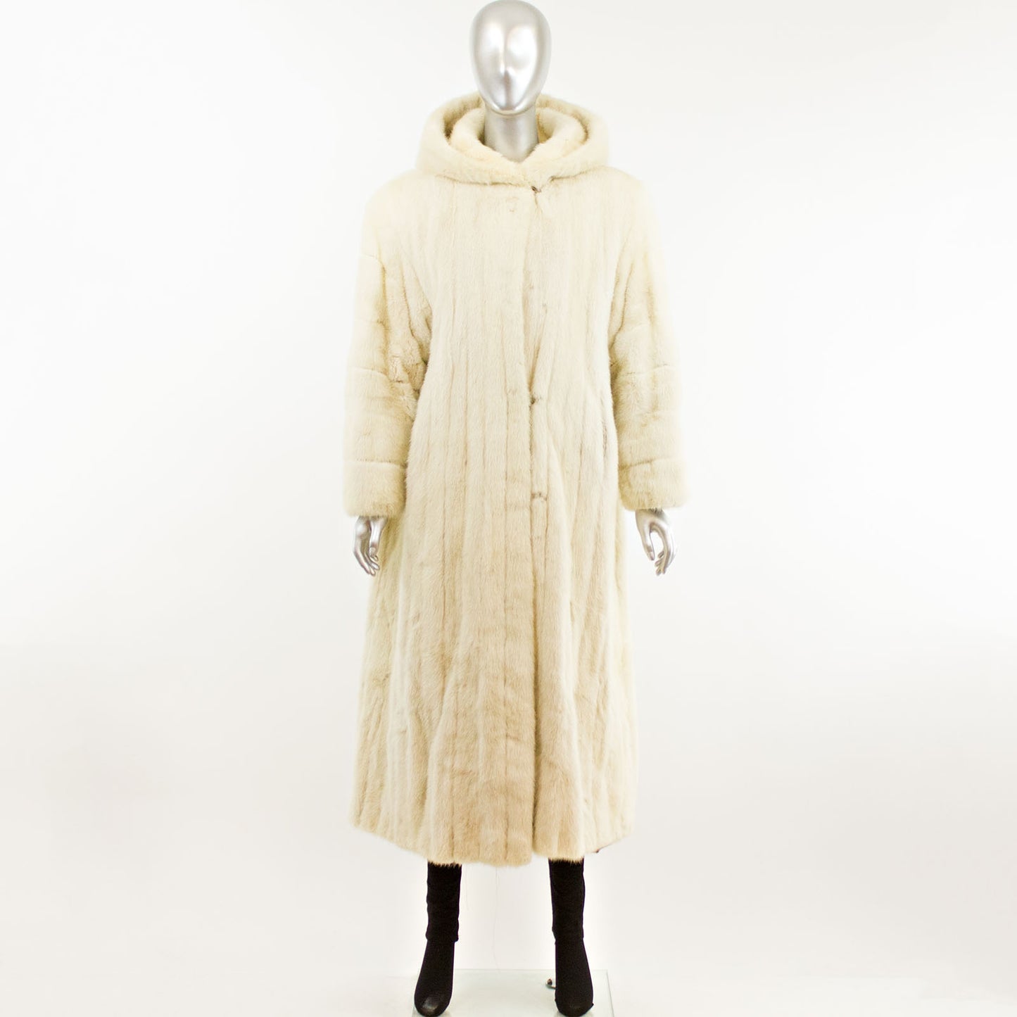 Pearl Mink Coat with Hood- Size XL