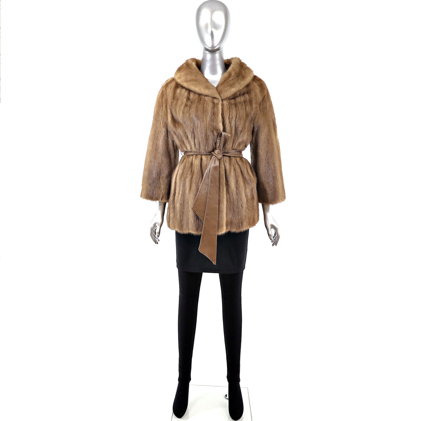 Lunaraine Mink Jacket with Leather Belt- Size M