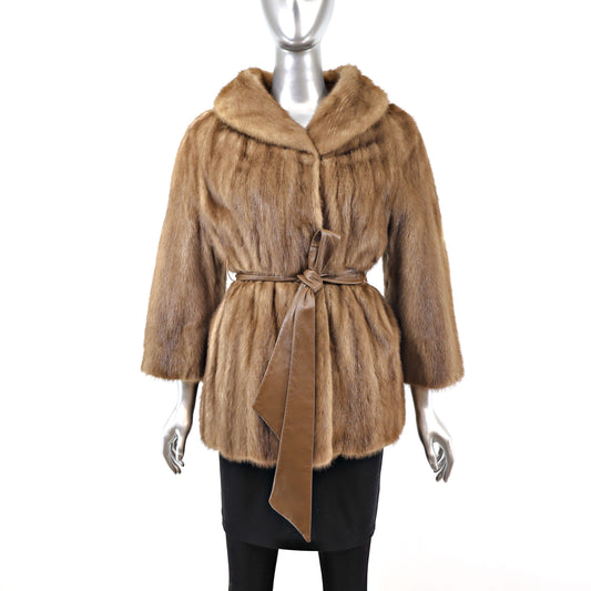 Lunaraine Mink Jacket with Leather Belt- Size M