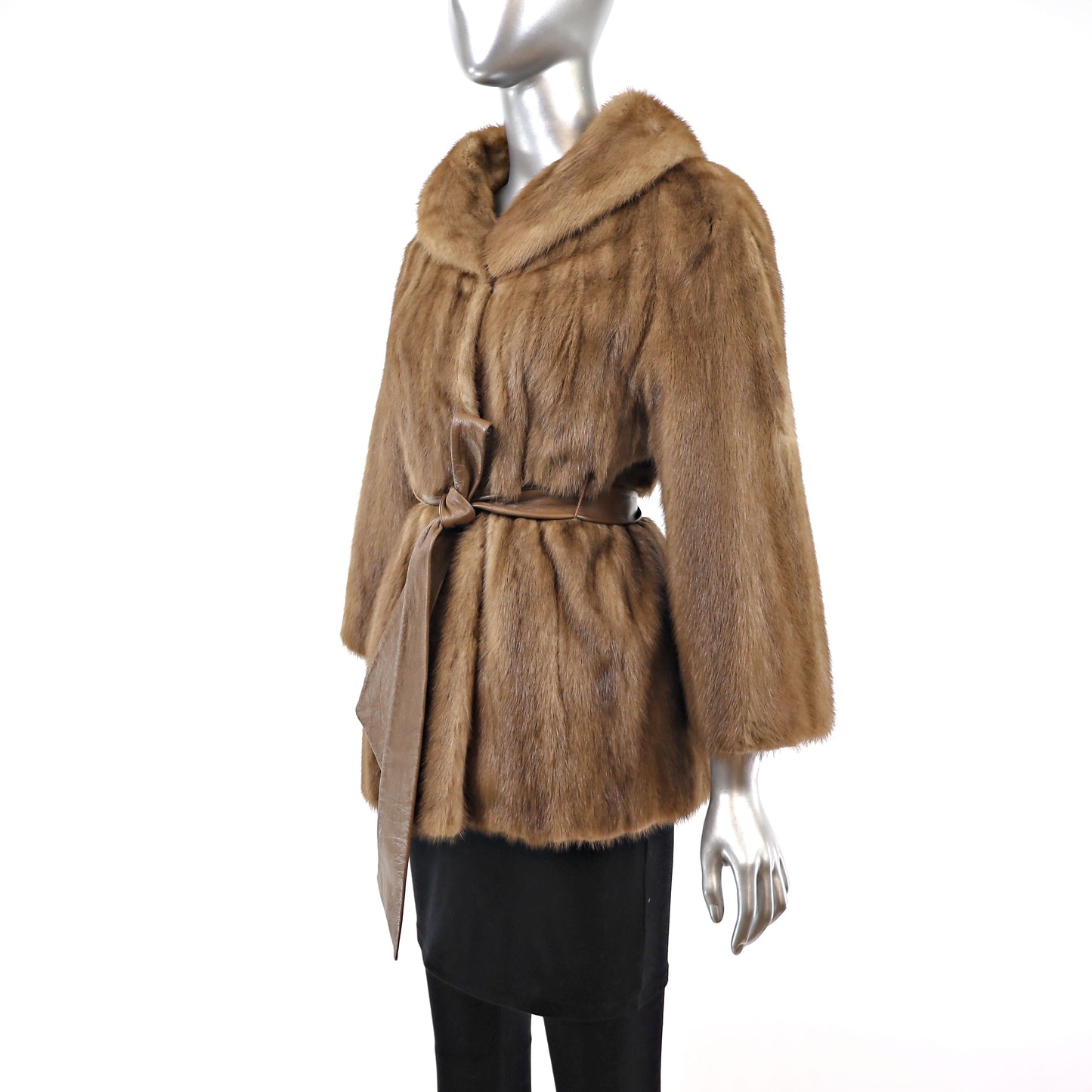 Lunaraine Mink Jacket with Leather Belt- Size M