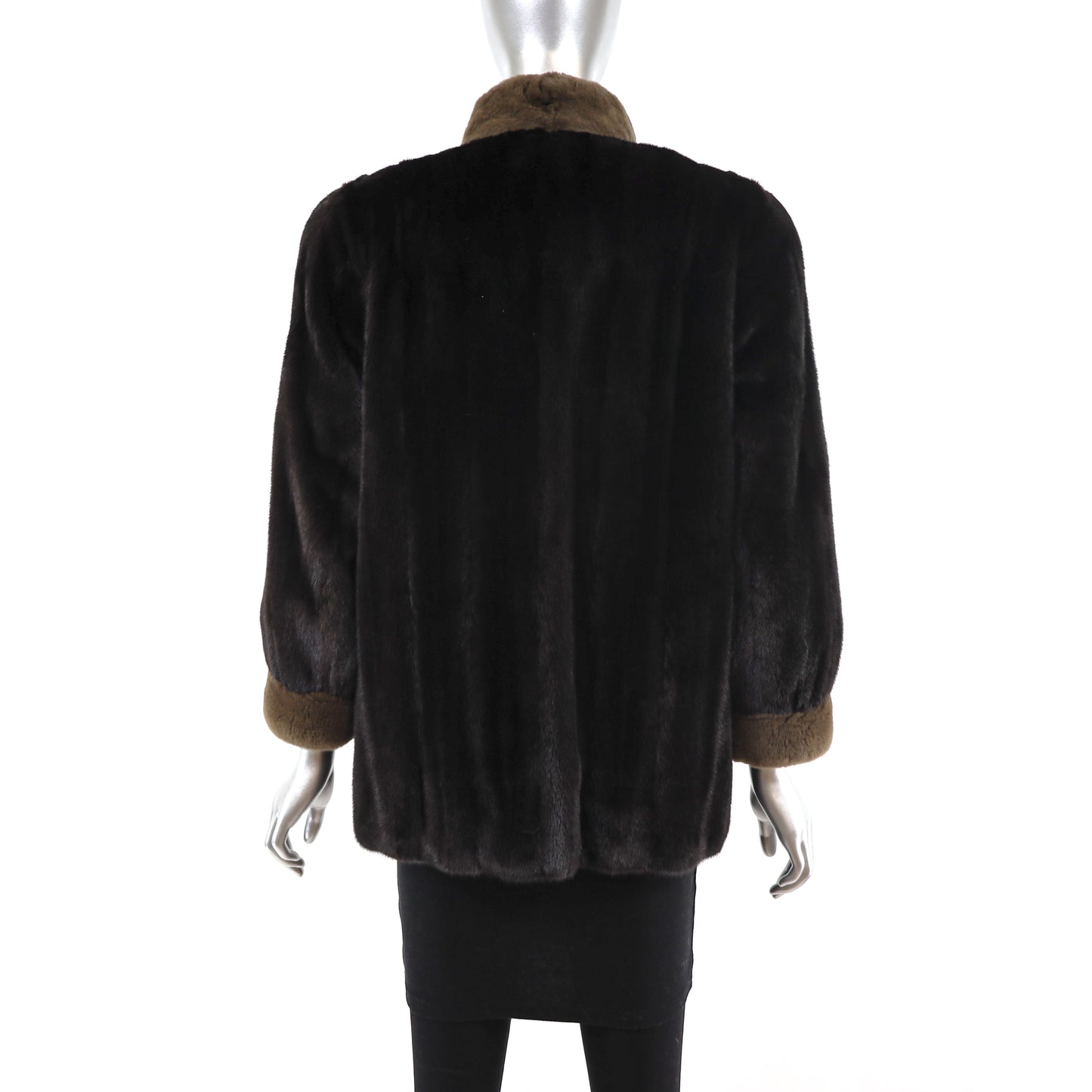 Black Mink Jacket with Sheared Mink Trim- Size M