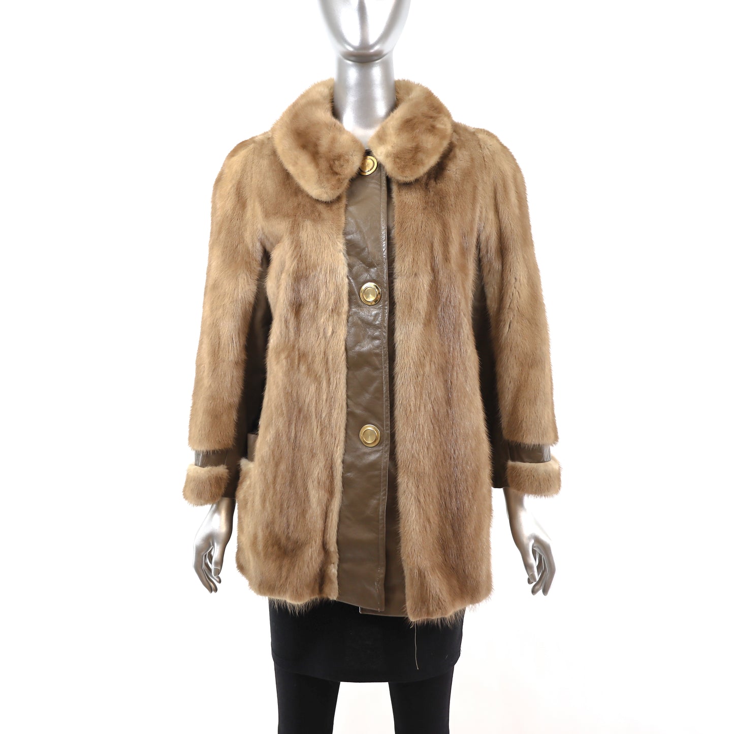 Autumn Haze Mink Jacket with Leather Insert- Size XL