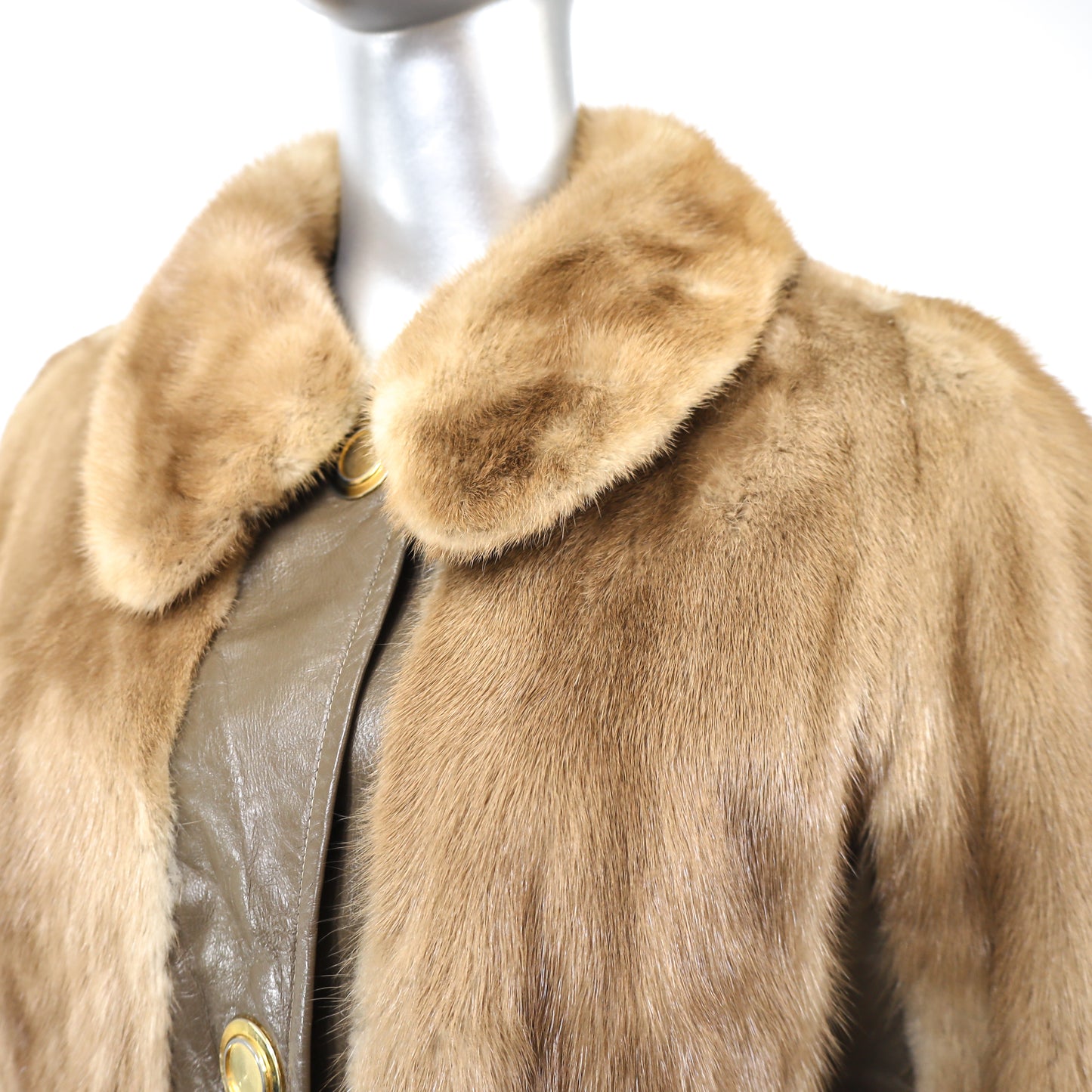 Autumn Haze Mink Jacket with Leather Insert- Size XL