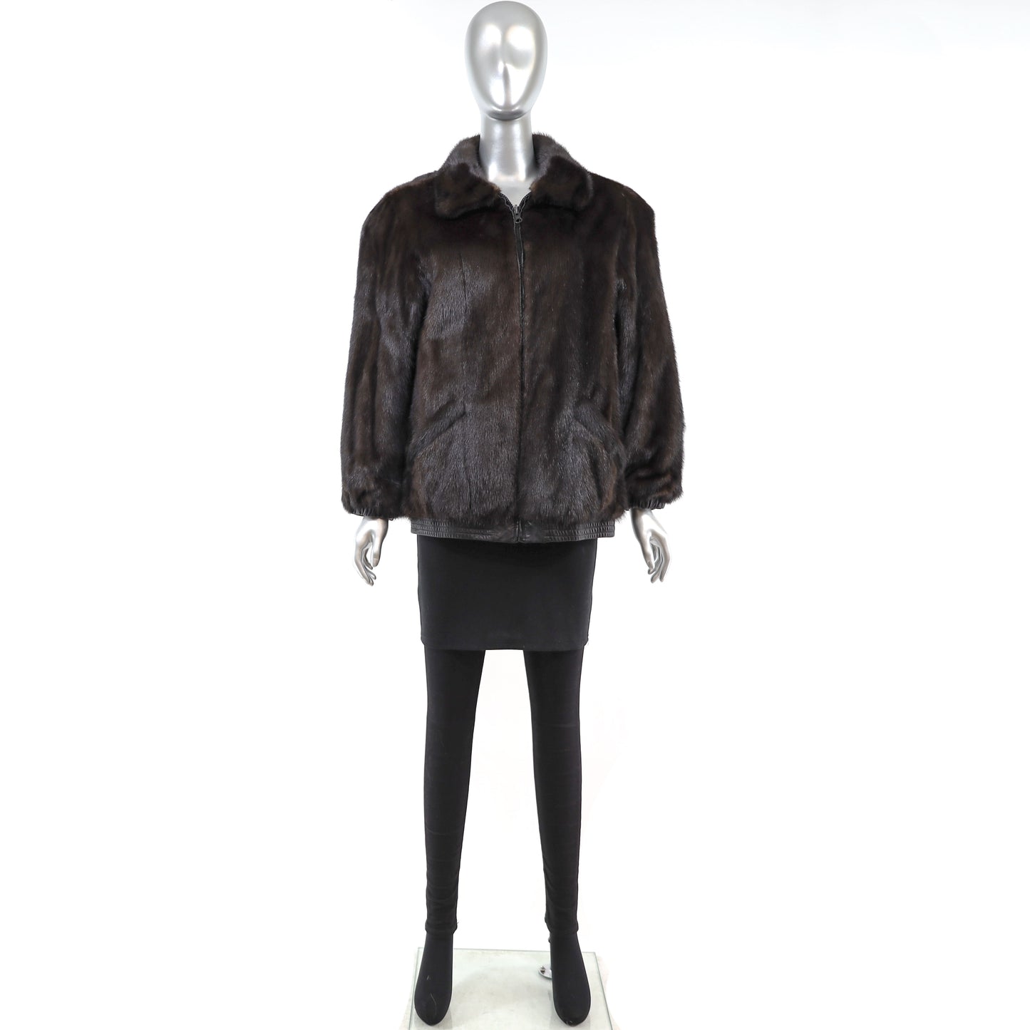 Rosendorf/ Evans Mahogany Mink Bomber Jacket Reversible to Leather- Size M