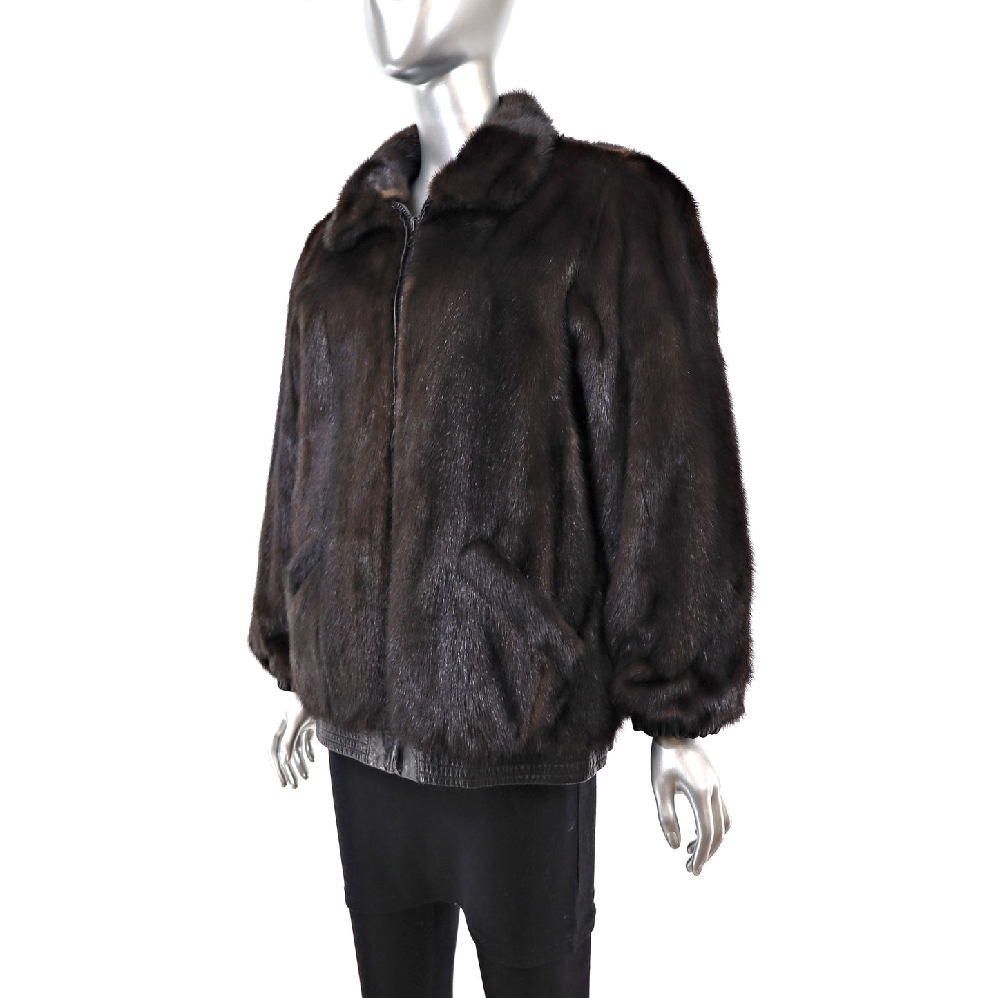 Rosendorf/ Evans Mahogany Mink Bomber Jacket Reversible to Leather- Size M