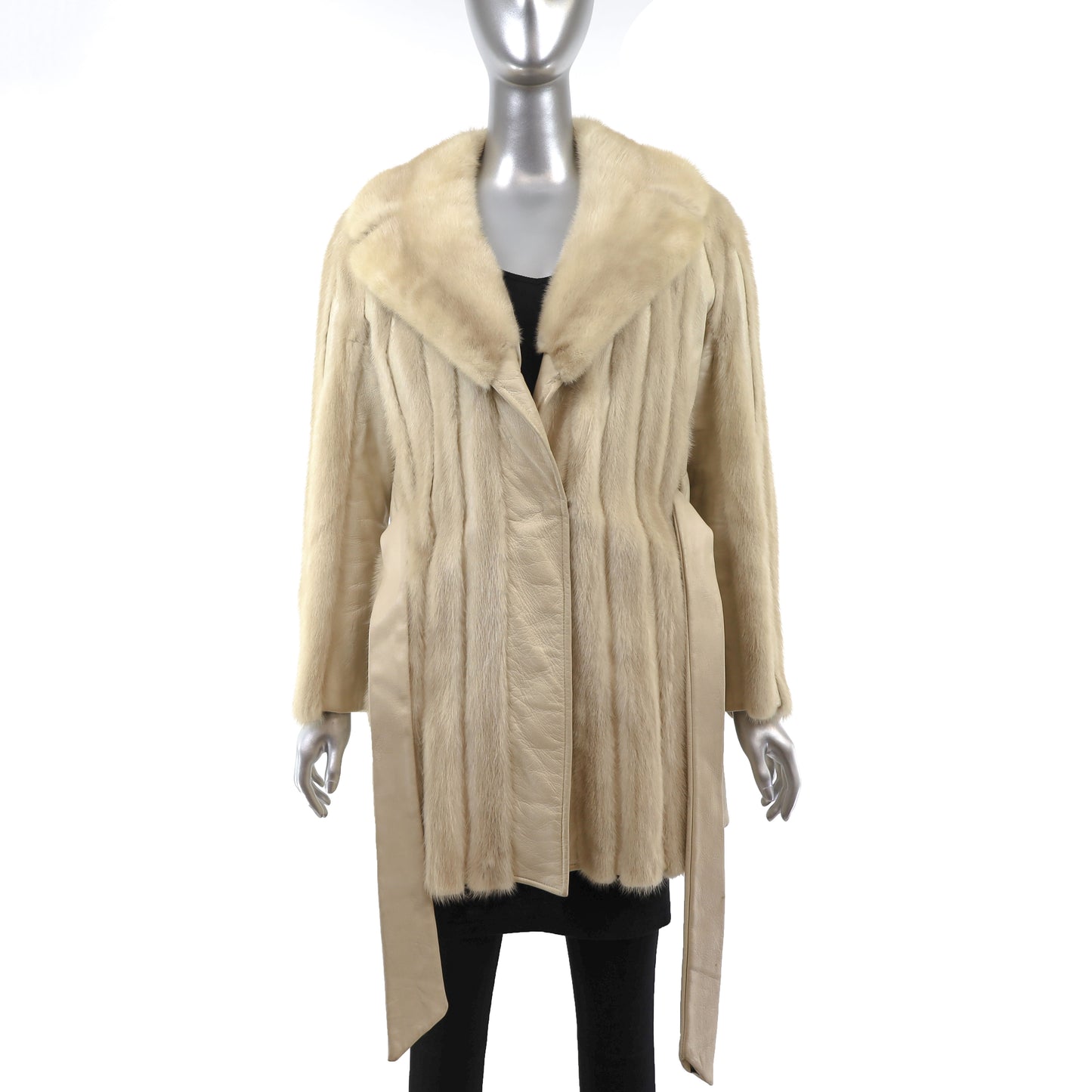 Tourmaline Mink Jacket with Leather Insert- Size M