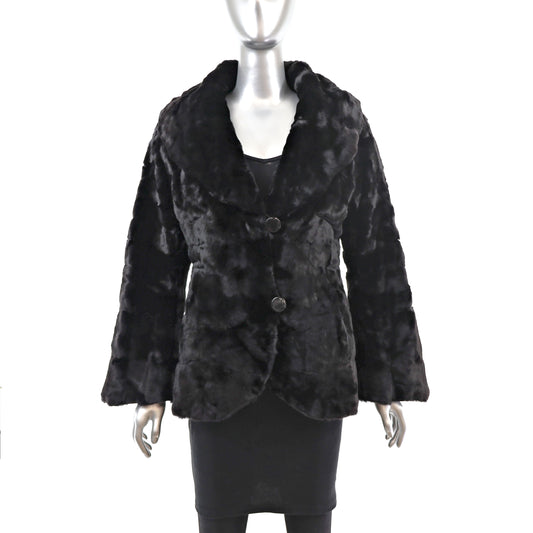 David Goodman Black Plucked Mink Reversible Jacket- Size S