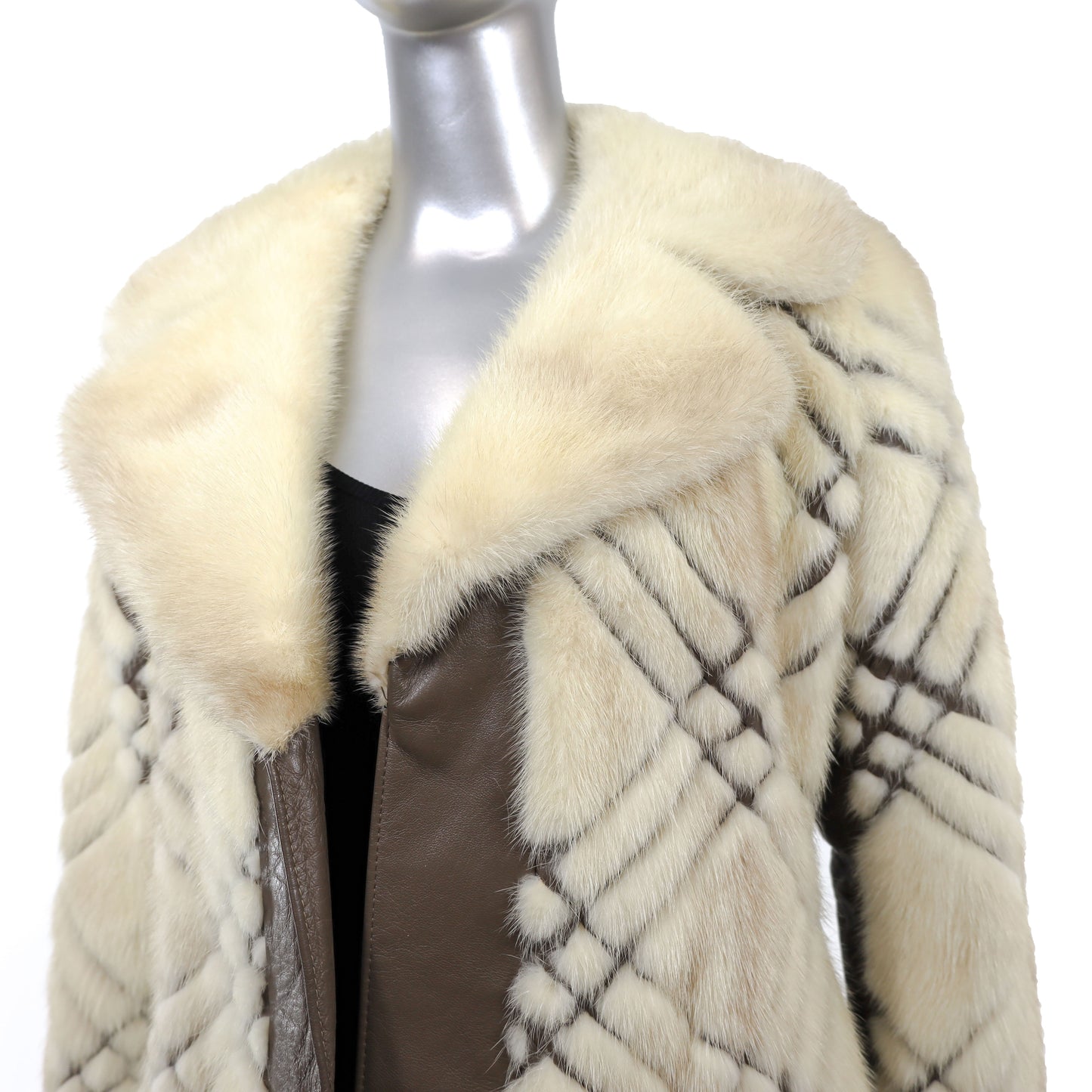 Mink and Leather Jacket- Size S